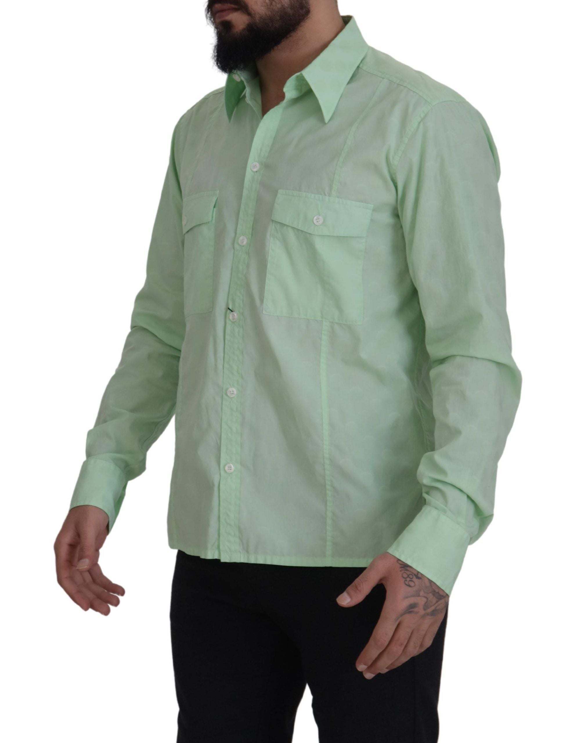 Dolce &amp; Gabbana mint green long-sleeved button-down shirt