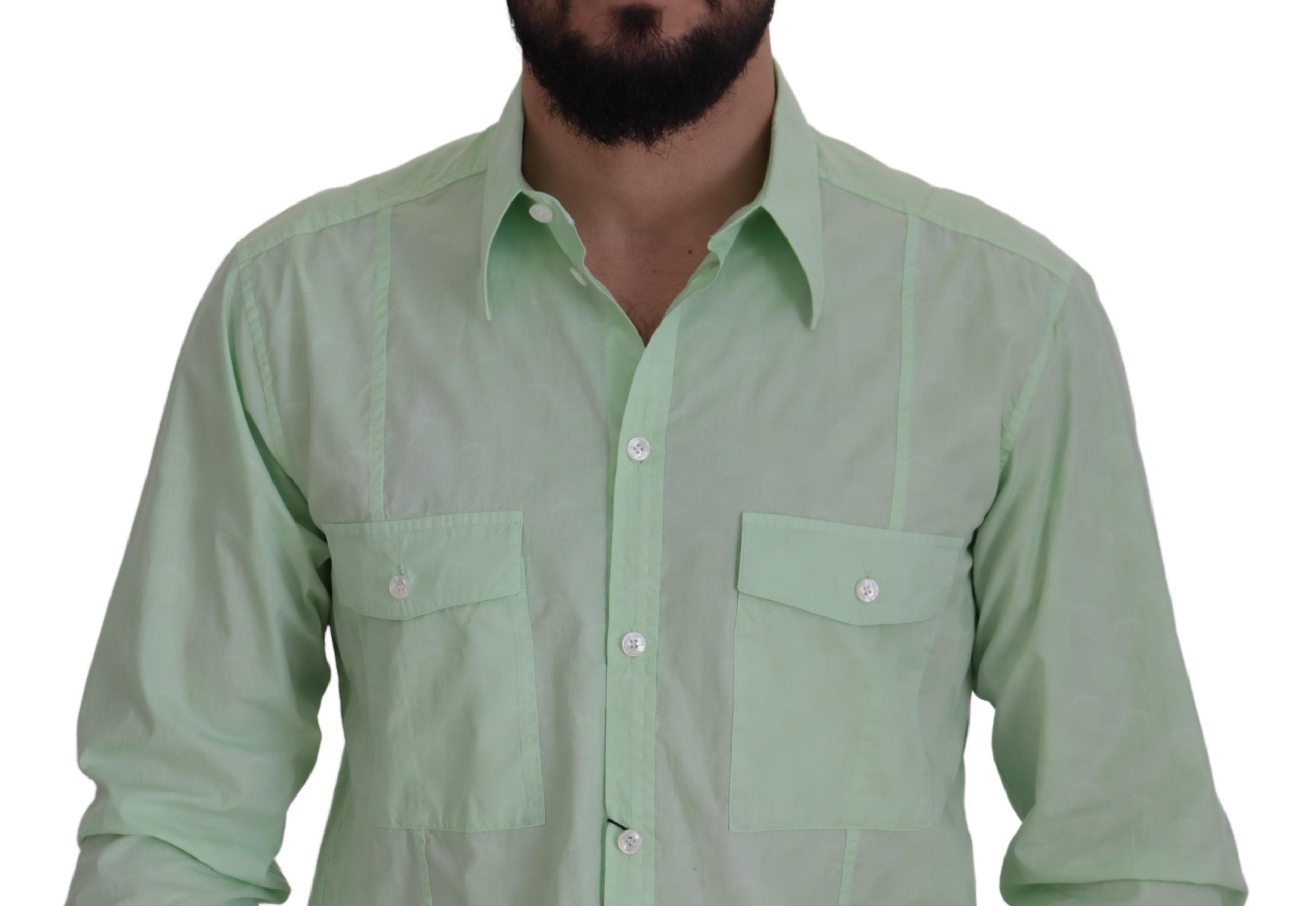 Dolce &amp; Gabbana mint green long-sleeved button-down shirt