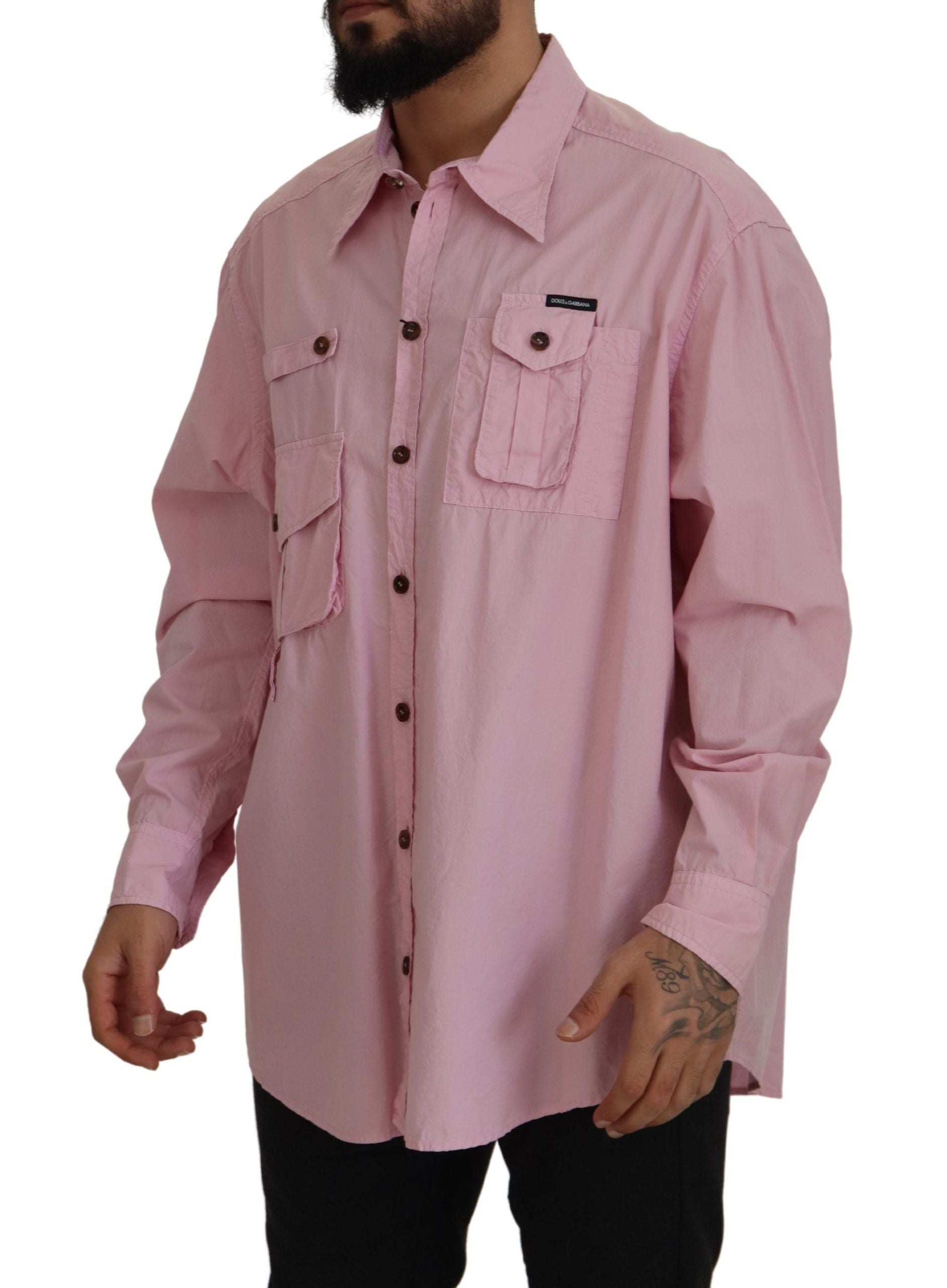 Dolce &amp; Gabbana pink casual button down long sleeve shirt