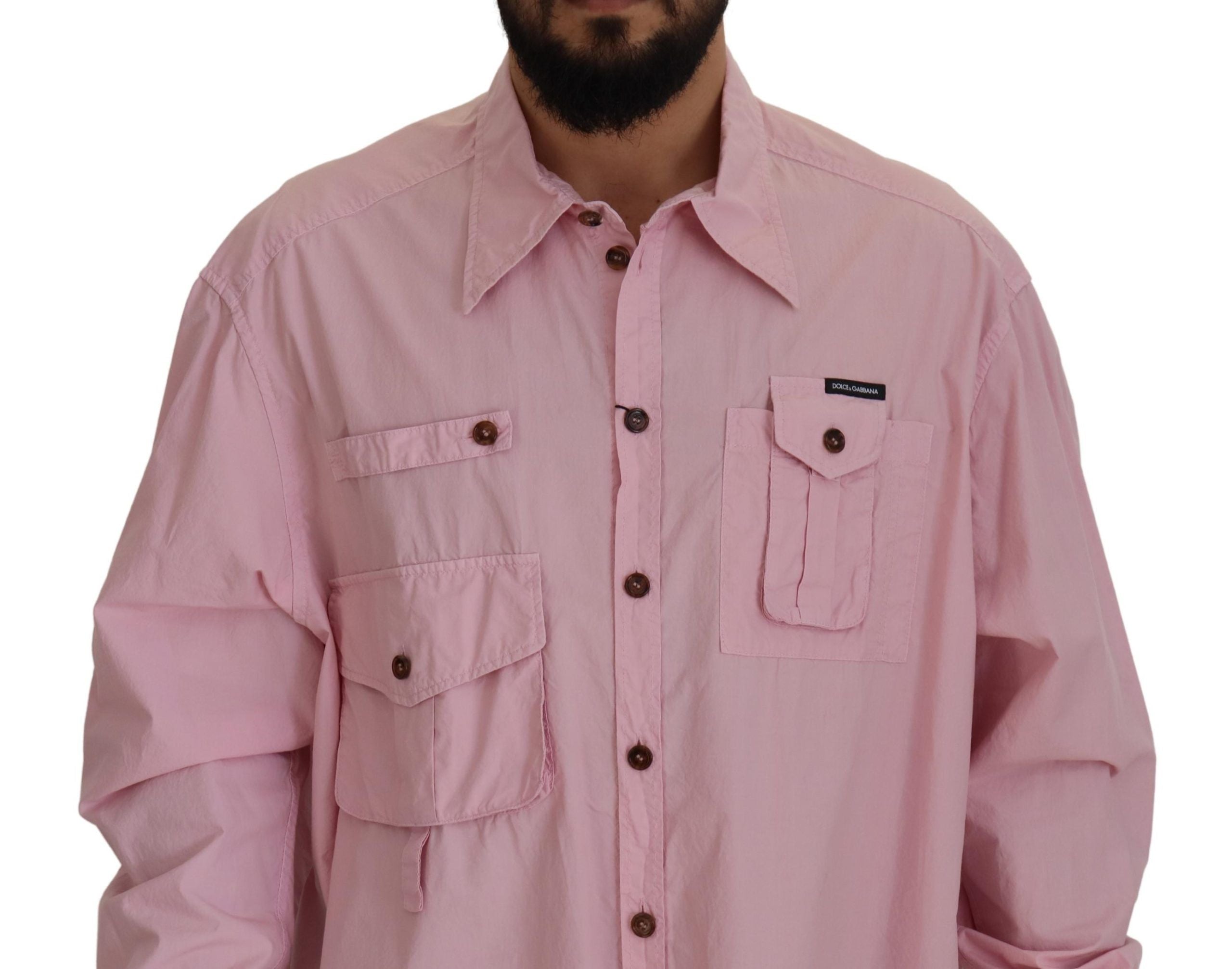 Dolce &amp; Gabbana pink casual button down long sleeve shirt
