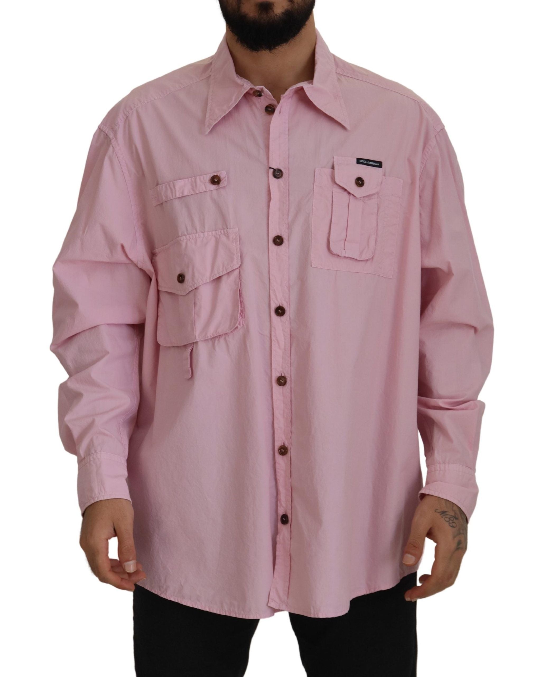 Dolce &amp; Gabbana pink casual button down long sleeve shirt