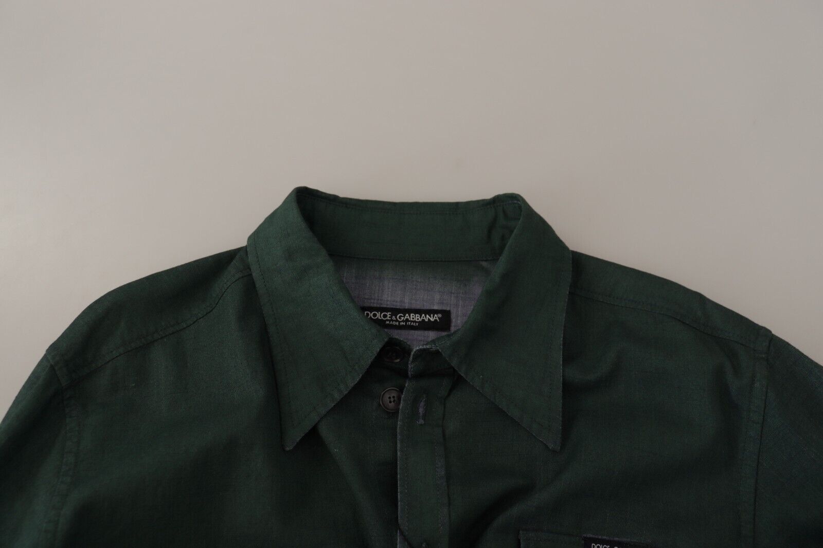 Dolce &amp; Gabbana dark green long-sleeved button-down shirt