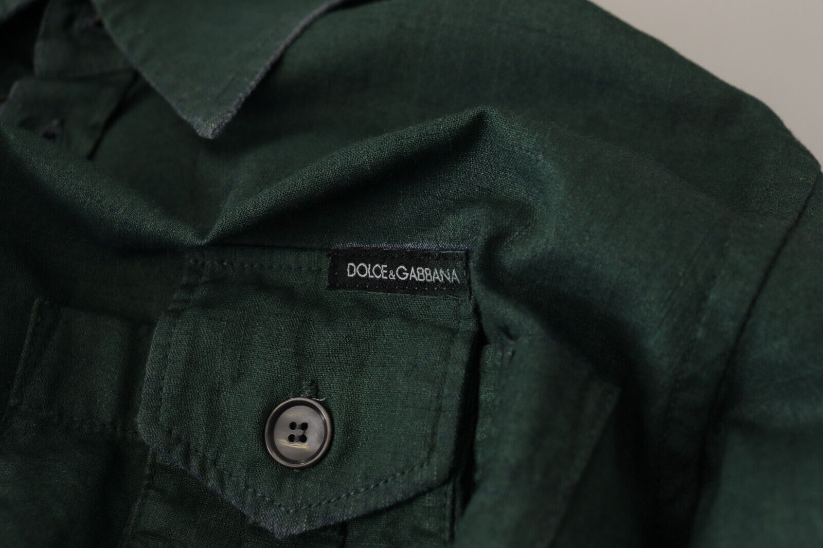 Dolce &amp; Gabbana dark green long-sleeved button-down shirt
