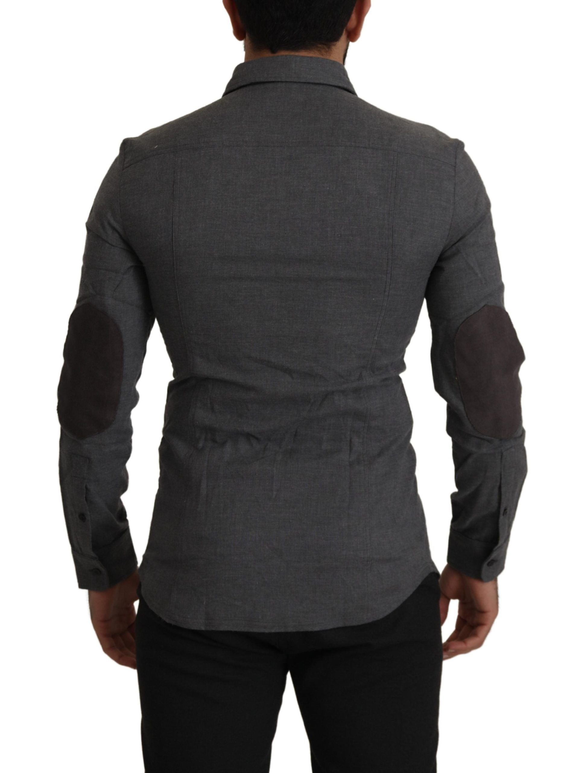 Costume National Men's Dark Grey Cotton Casual Shirt