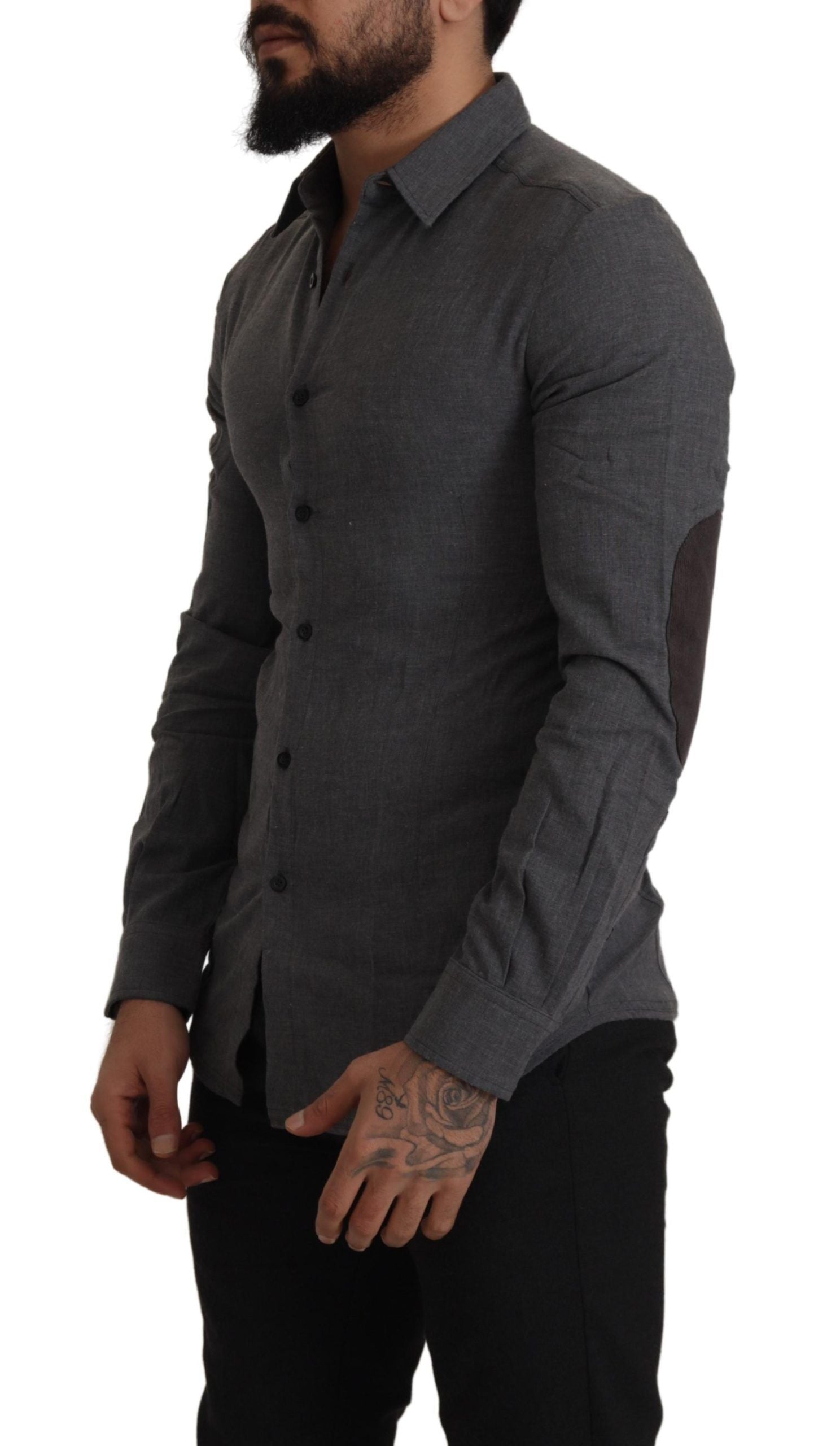 Costume National Men's Dark Grey Cotton Casual Shirt