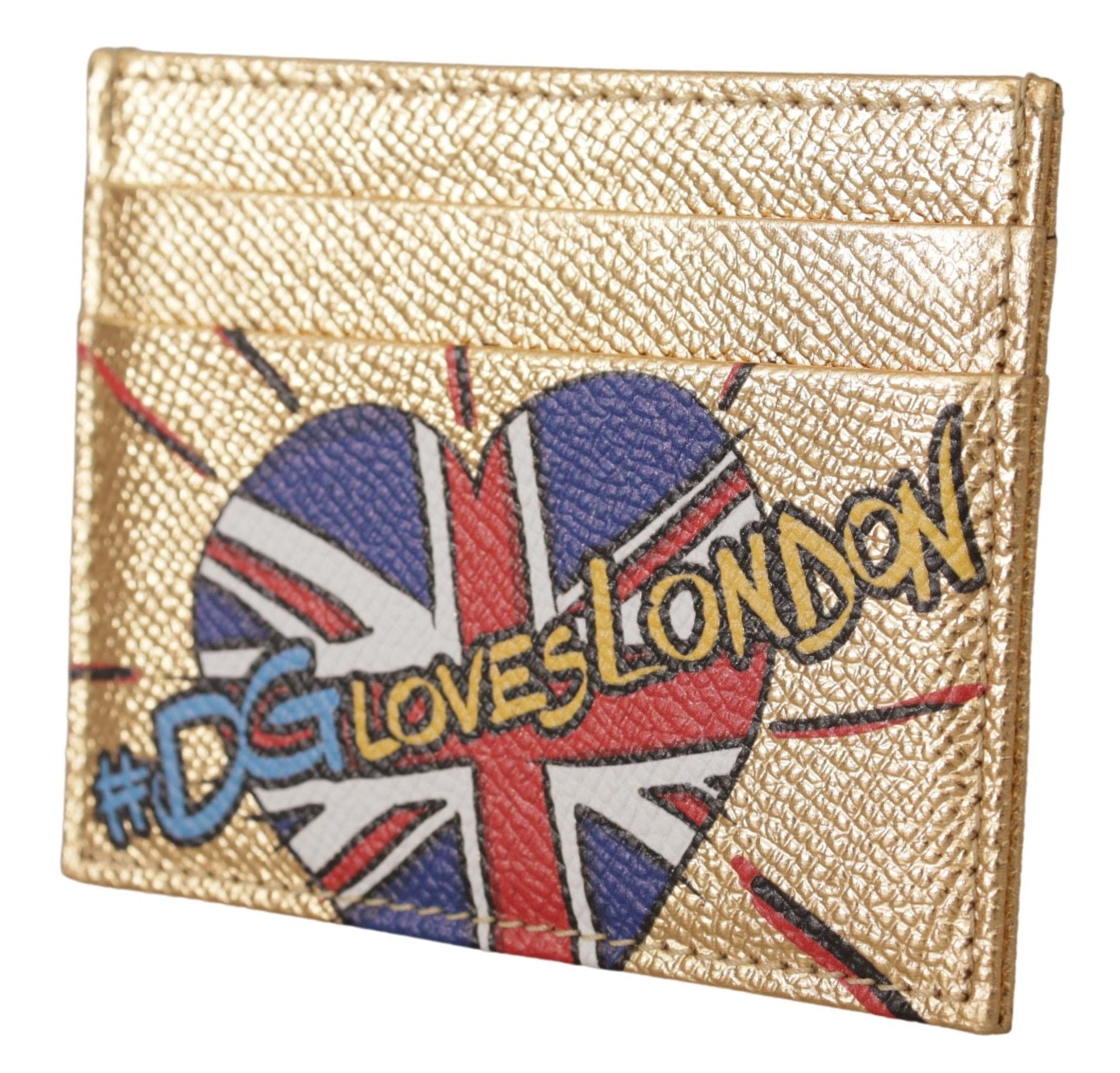 Dolce &amp; Gabbana Gold-Tone Leather #DGLovesLondon Ladies Card Holder Wallet
