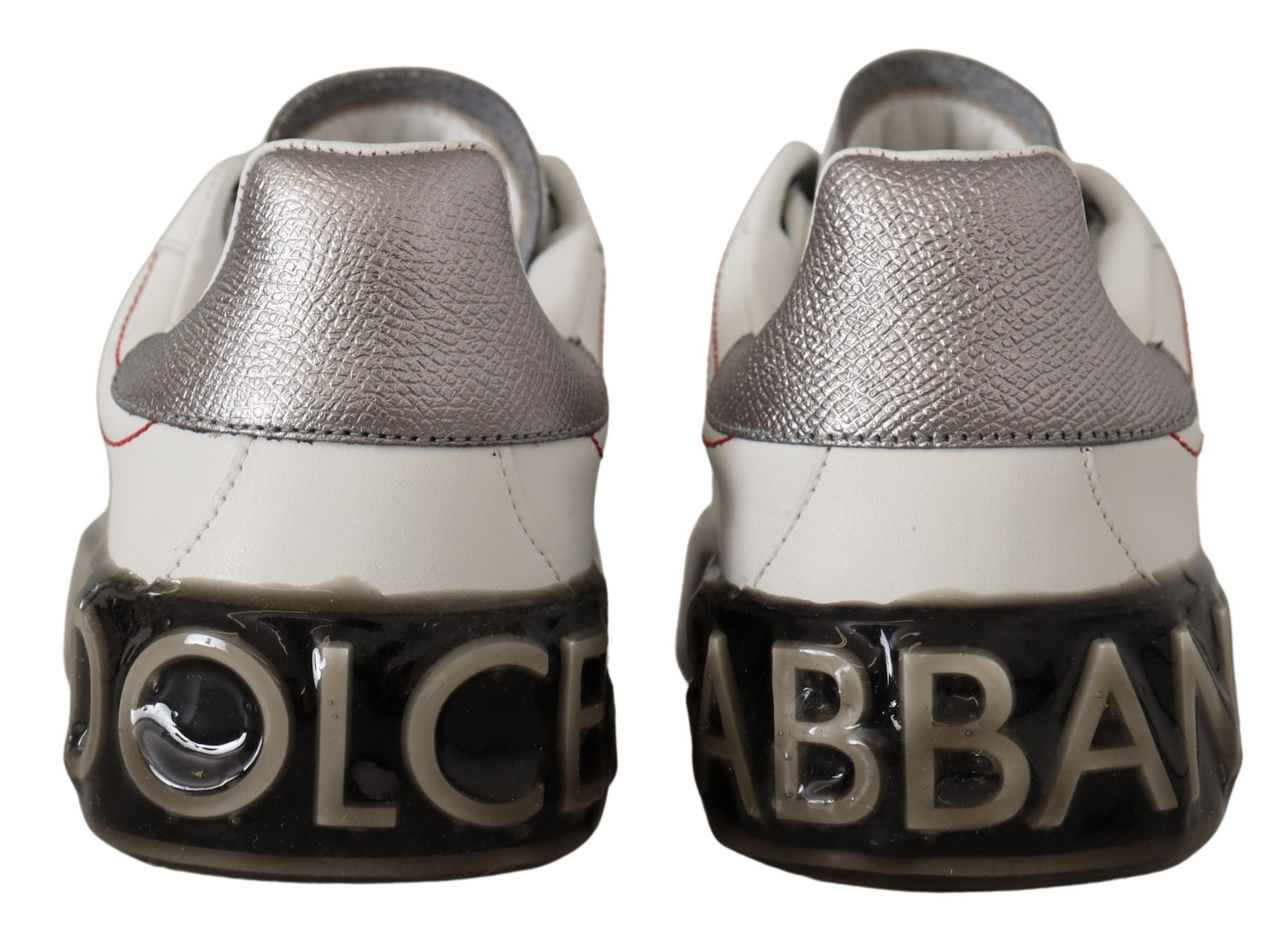 Dolce &amp; Gabbana White Leather Shoes Women Logo Portofino Sneakers