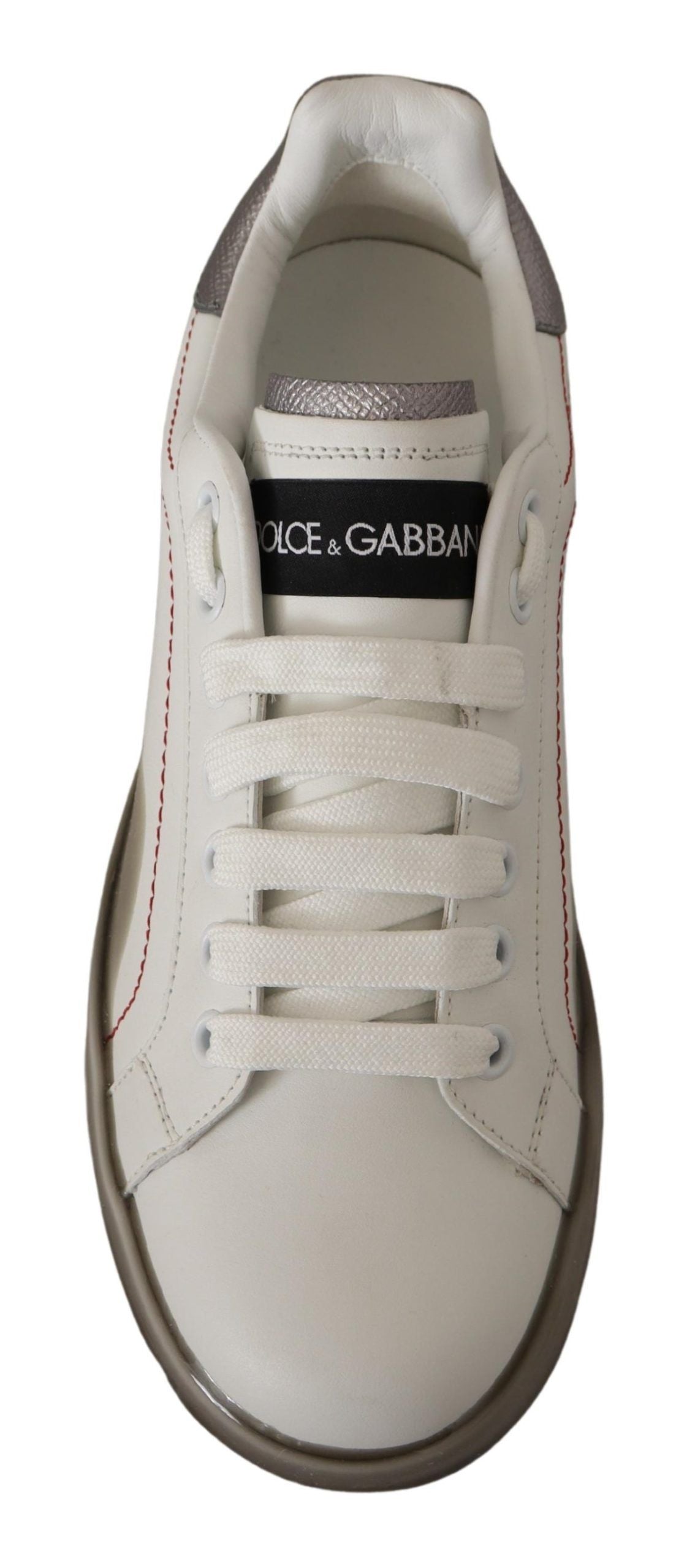Dolce &amp; Gabbana White Leather Shoes Women Logo Portofino Sneakers