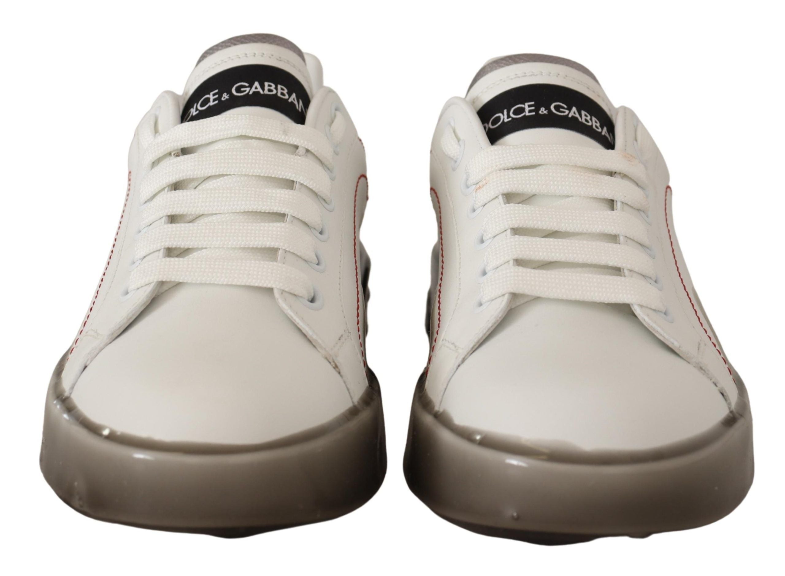Dolce &amp; Gabbana White Leather Shoes Women Logo Portofino Sneakers