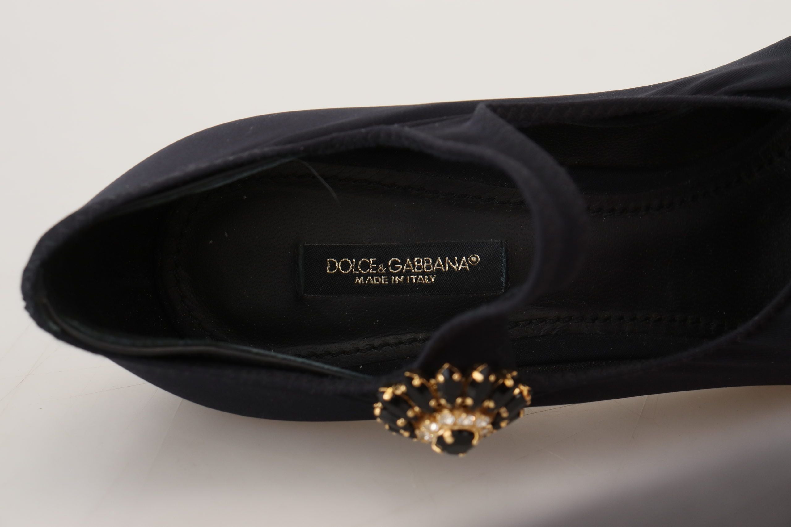Dolce & Gabbana Schwarze Socken Stretch Crystal Pumps Schuhe