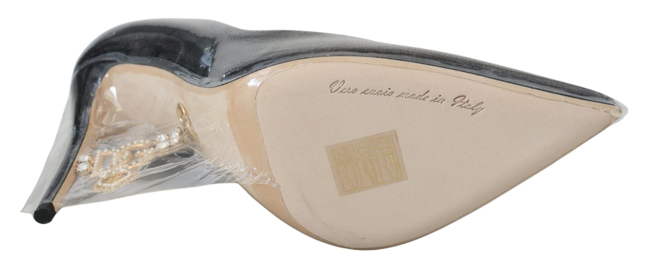 Dolce & Gabbana Schwarze Lederabsätze Pumps Kunststoffummantelte Schuhe