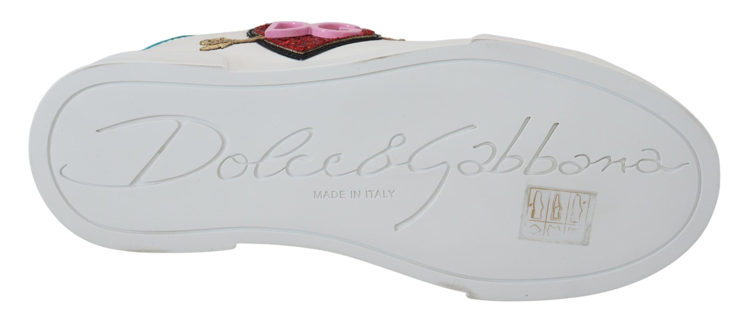 Dolce & Gabbana Weißes Leder Sneaker Portofino Logo Heart Schuhe
