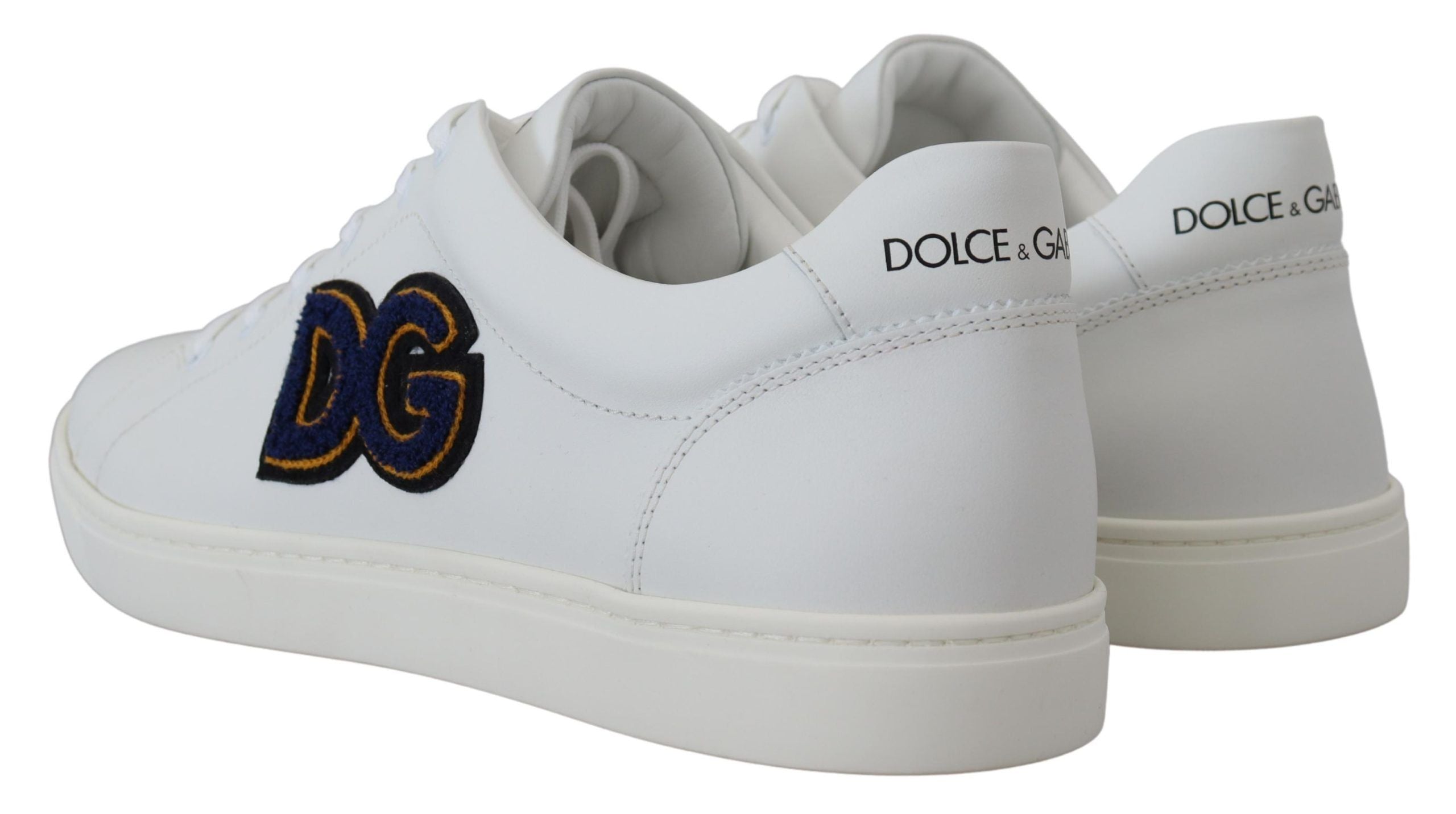 Dolce &amp; Gabbana White Leather DG Logo Casual Sneakers Shoes