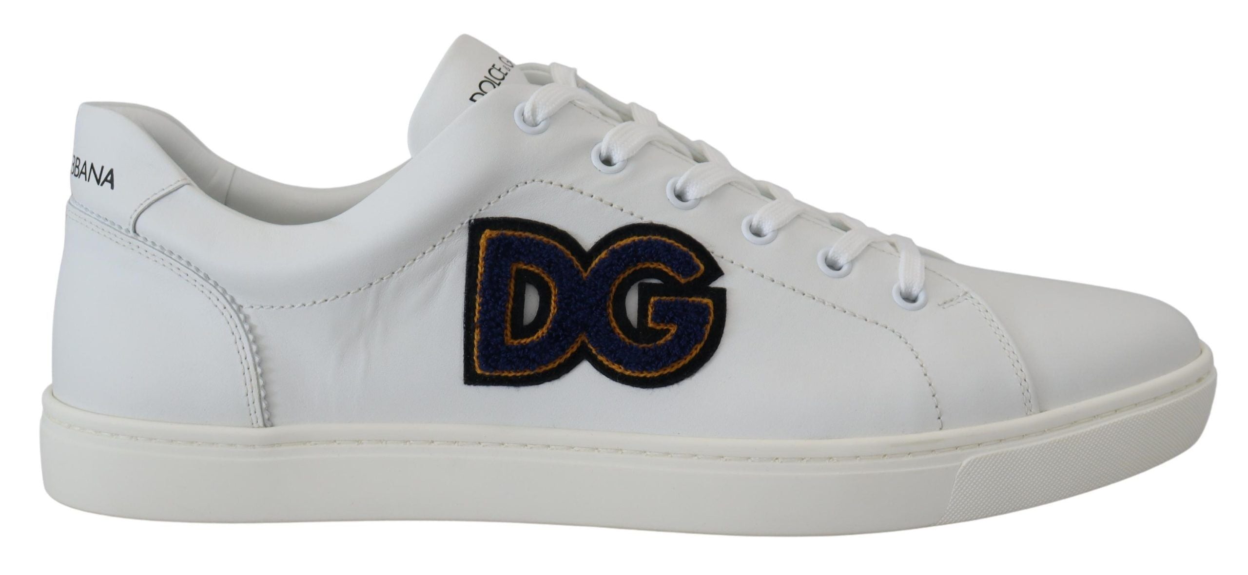 Dolce & Gabbana Weißes Leder DG Logo Casual Turnschuhe Schuhe