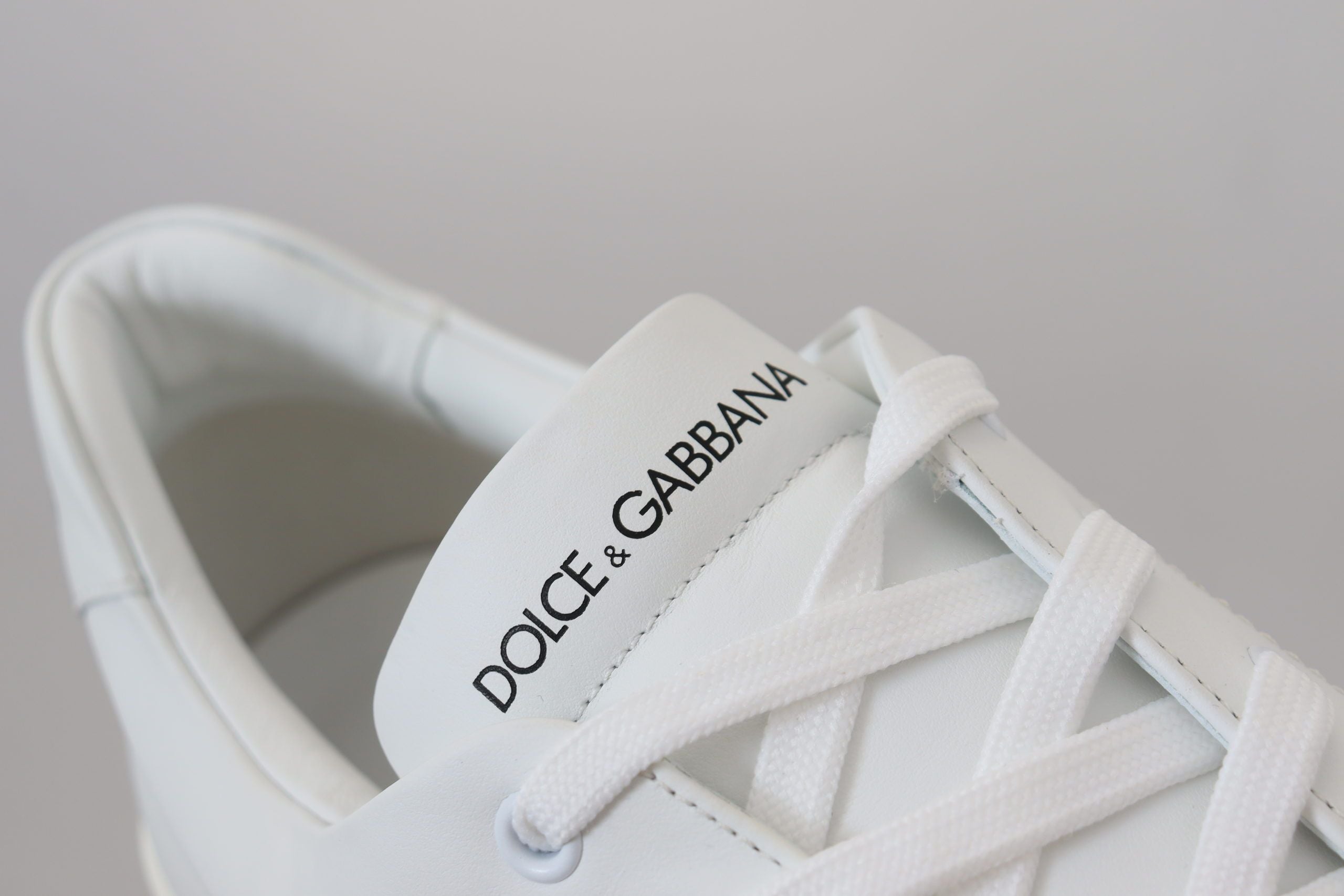 Dolce &amp; Gabbana White Leather DG Logo Casual Sneakers Shoes