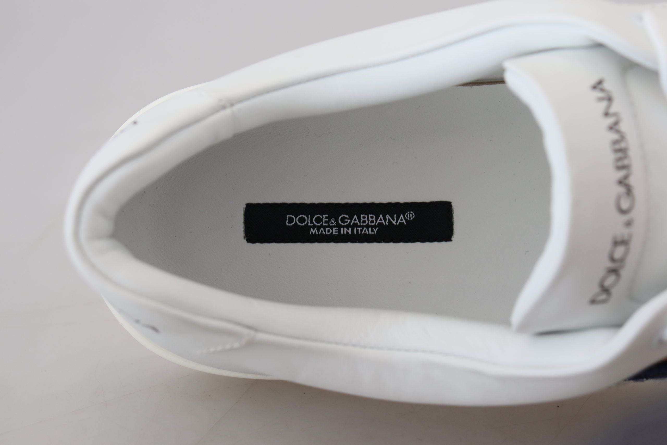 Dolce &amp; Gabbana White Leather DG Logo Casual Sneakers Shoes
