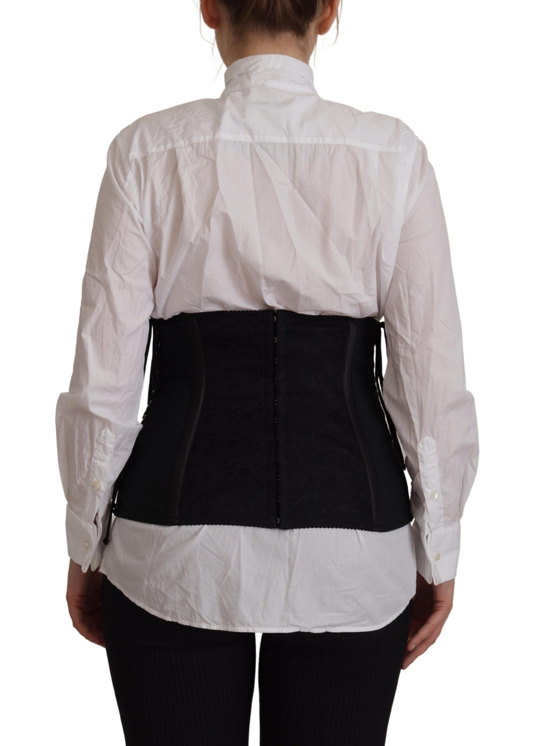 Dolce & Gabbana Schwarzes Korsett Gürtel Stretch Taille Riemen Top