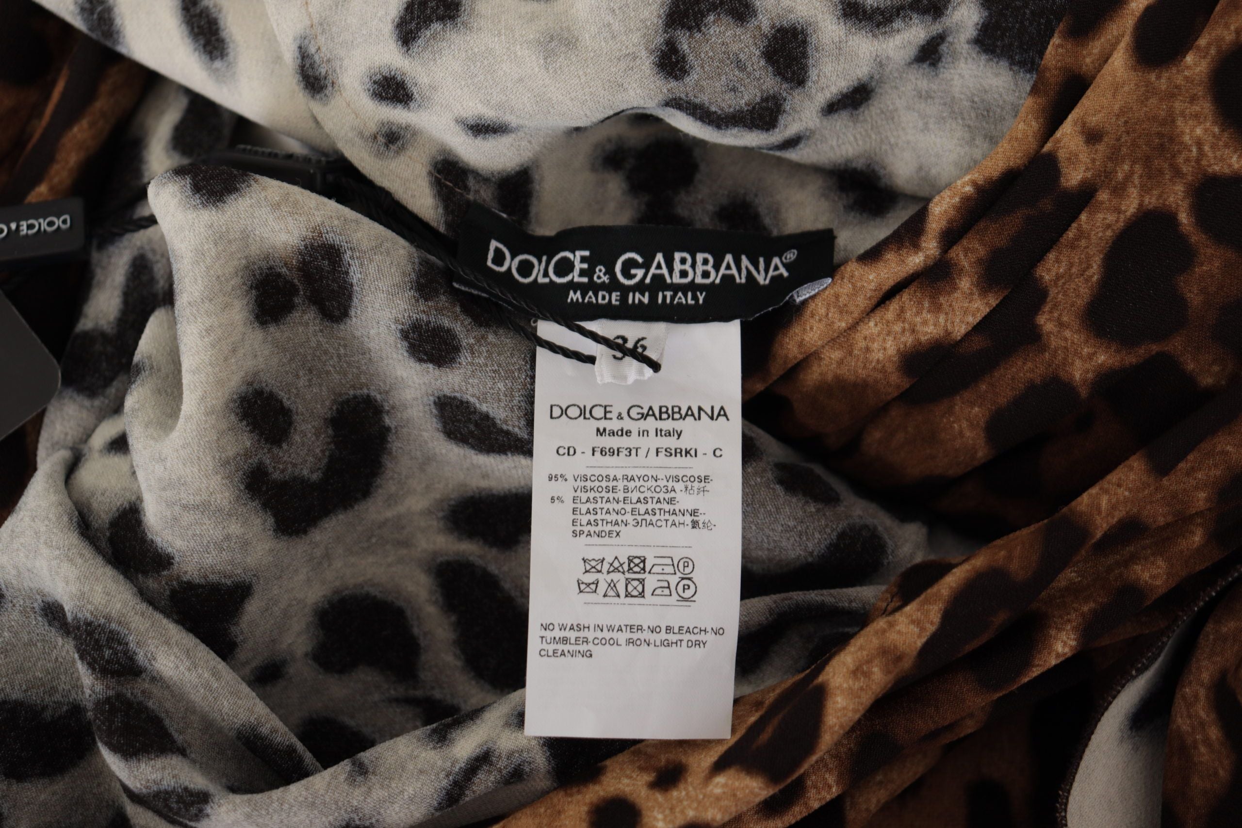 Dolce & Gabbana Braunes Leoparden Wickelkleid in A-Linie Maxi Viskose