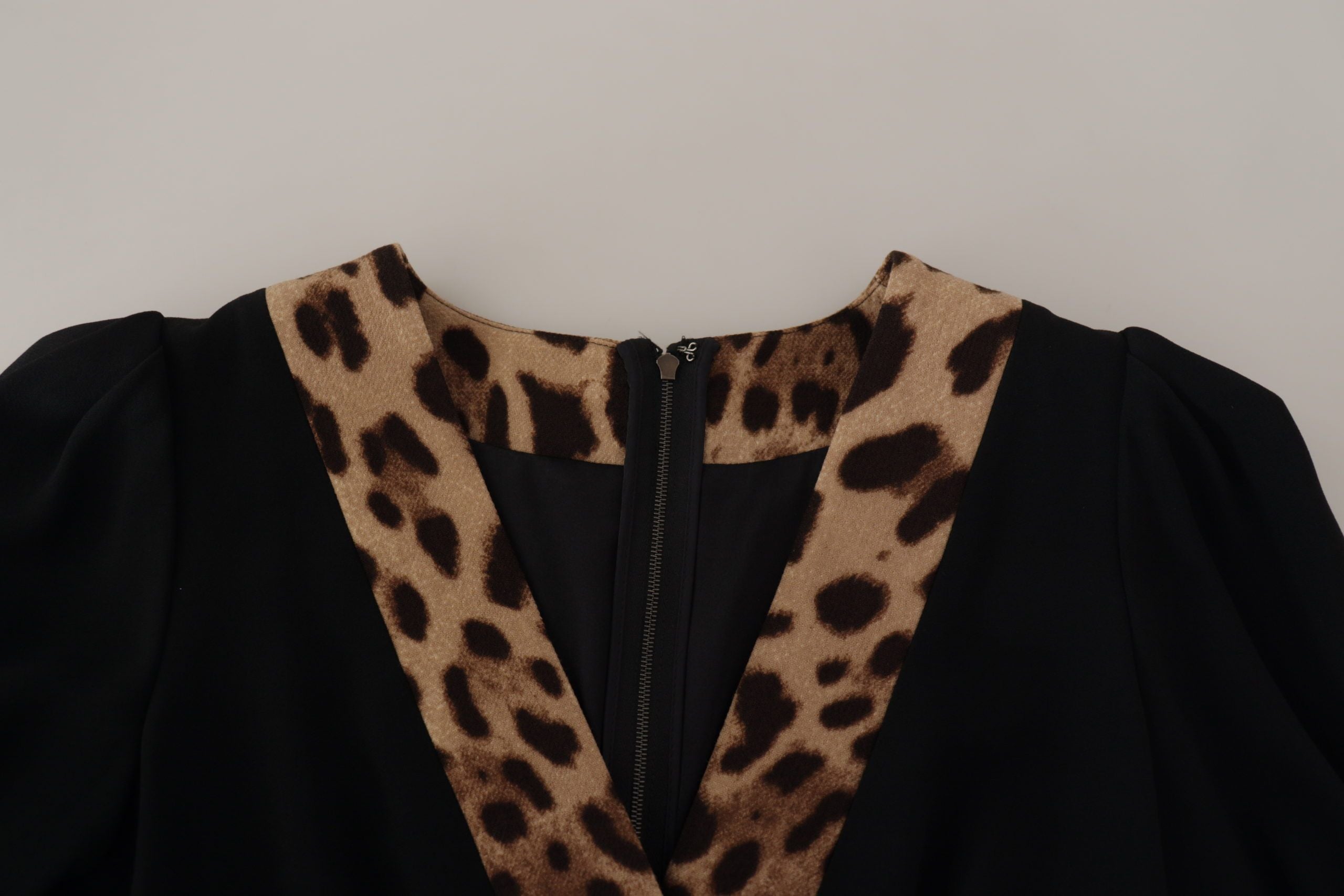 Dolce & Gabbana Schwarzes Leopard A-Linie Knielanges Kleid