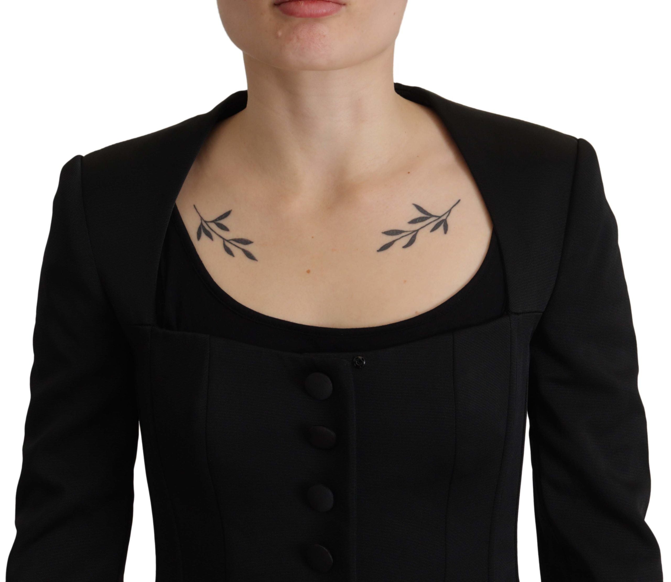 Dolce &amp; Gabbana Black slim fit jacket with long sleeves and snap closure