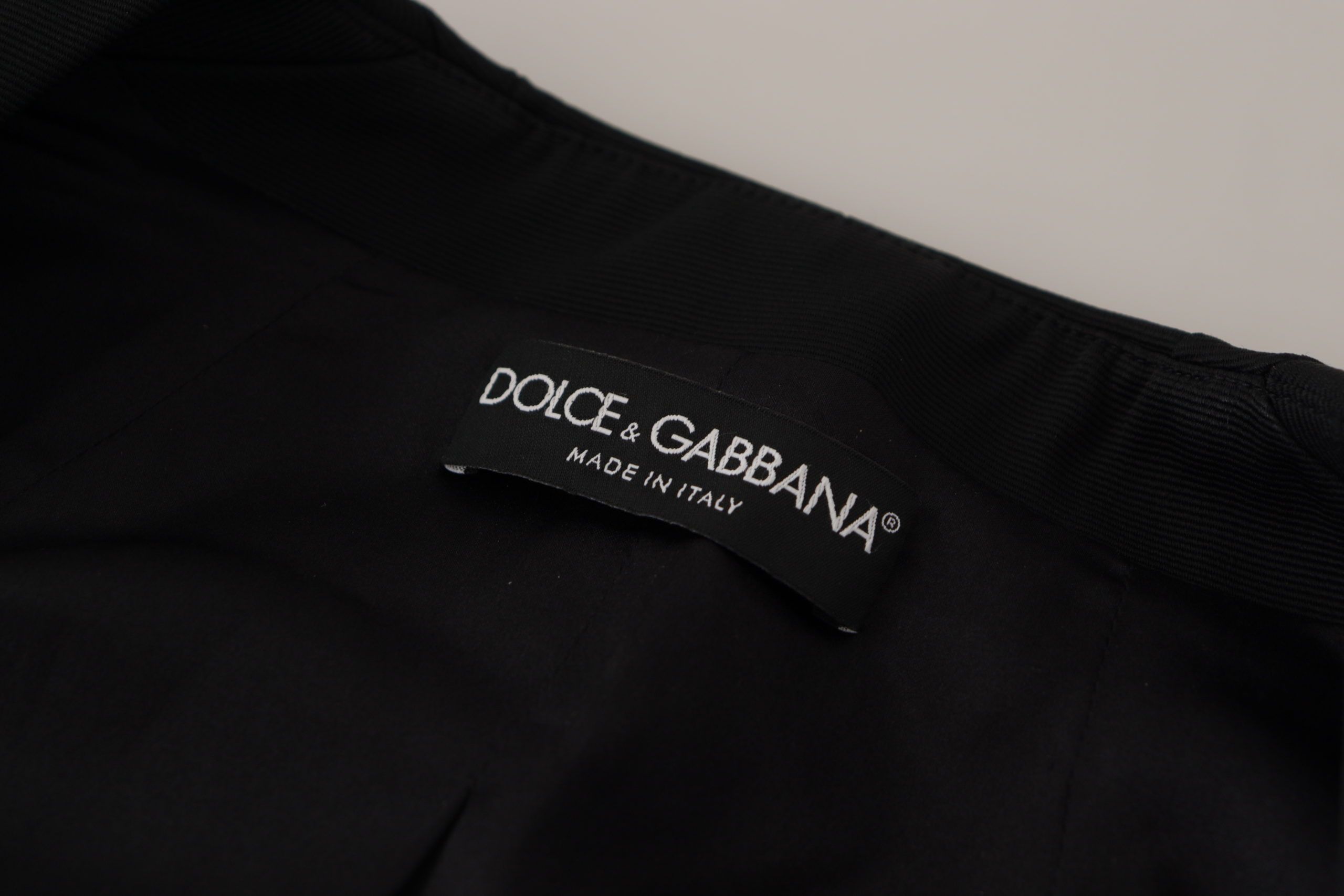 Dolce &amp; Gabbana Black slim fit jacket with long sleeves and snap closure