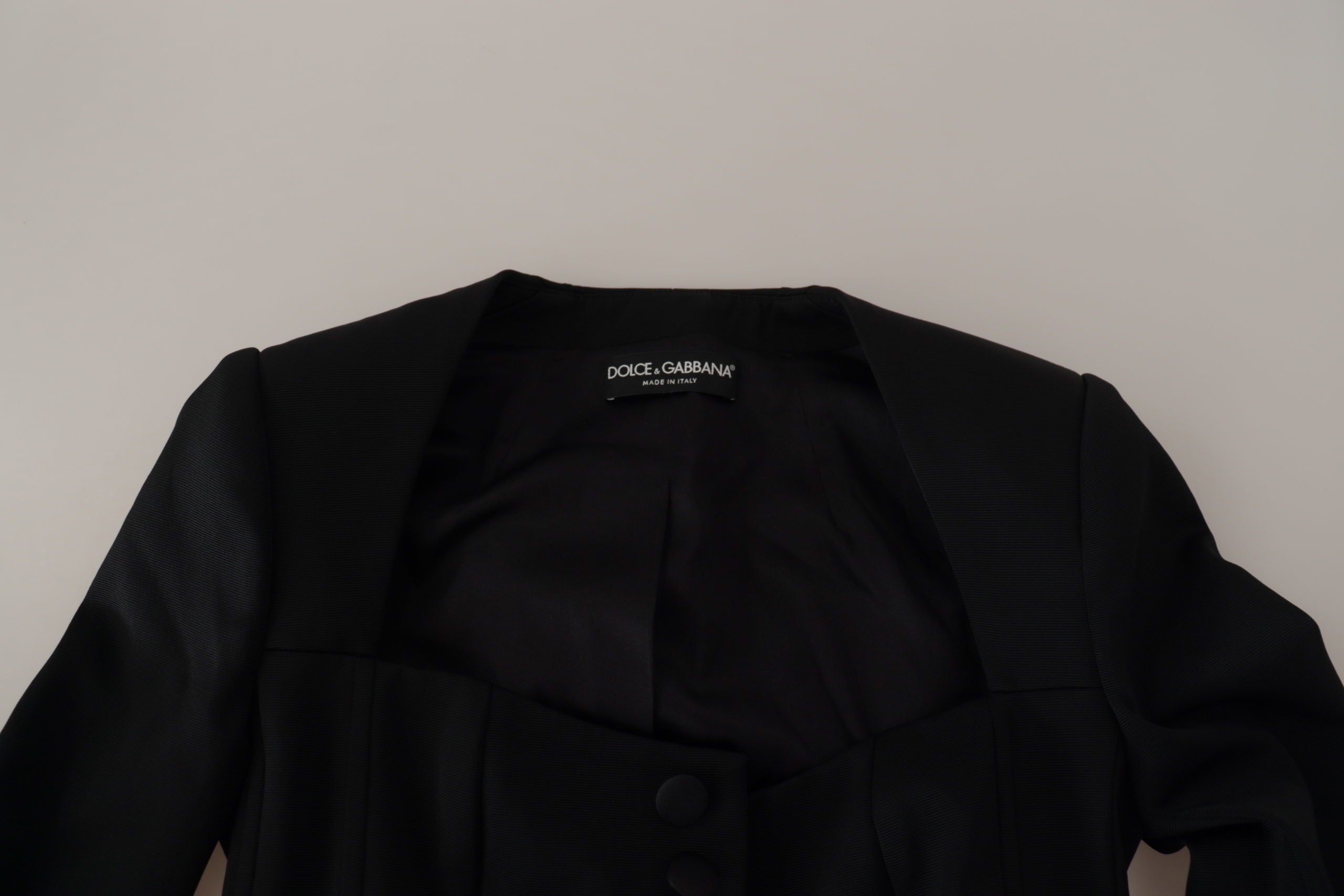 Dolce &amp; Gabbana Black slim fit jacket with long sleeves and snap closure