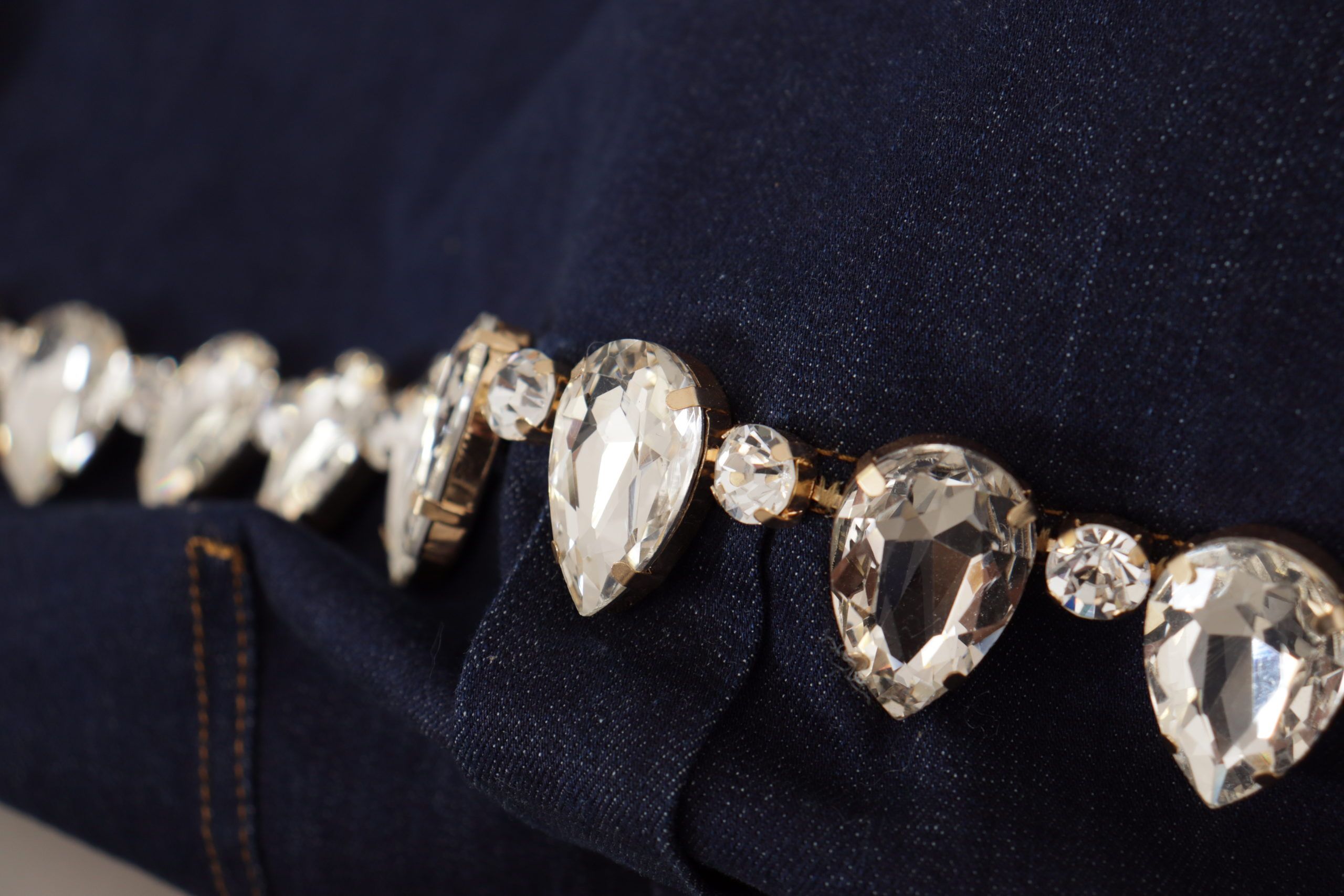 Dolce &amp; Gabbana blue cotton denim jacket with crystal embellishment