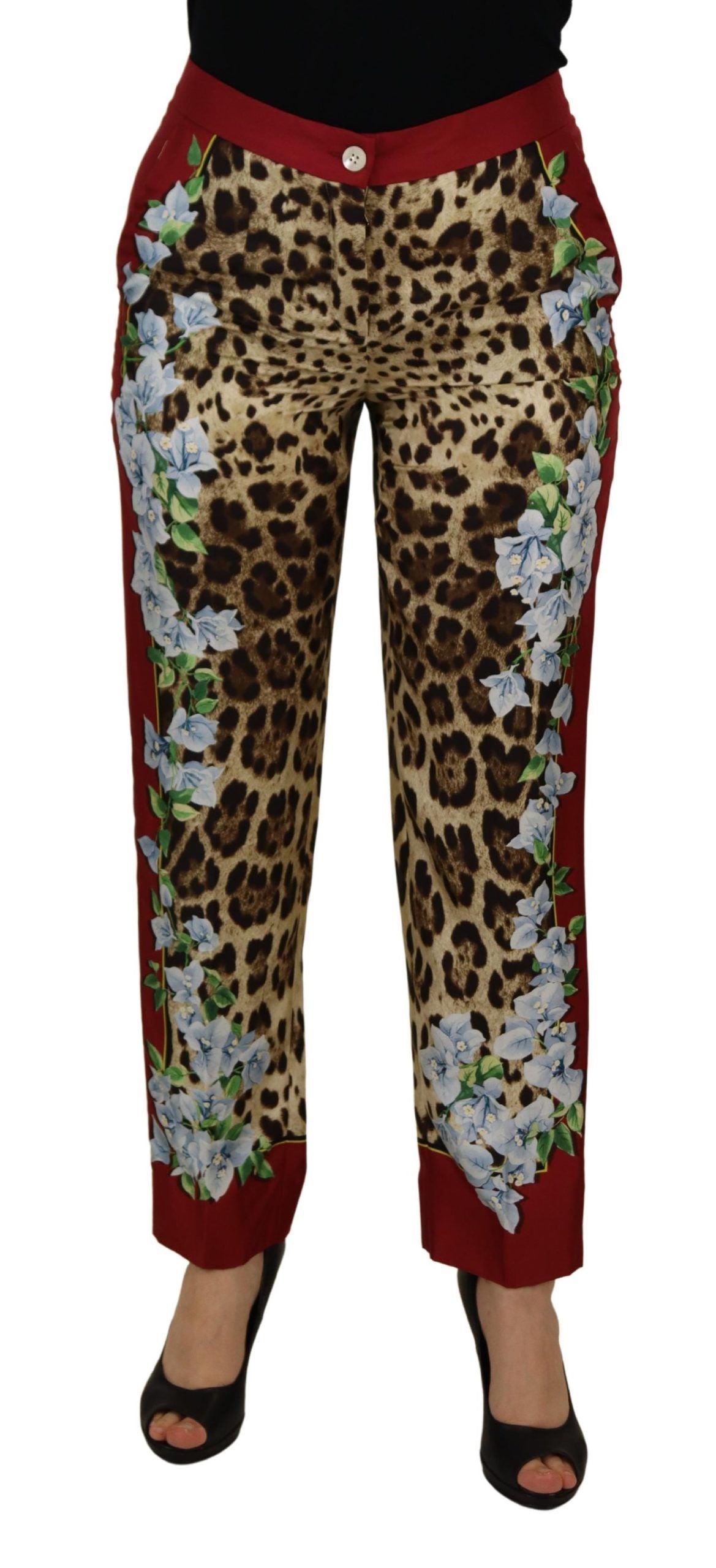 Dolce &amp; Gabbana Elegant multicolor silk trousers with high waist