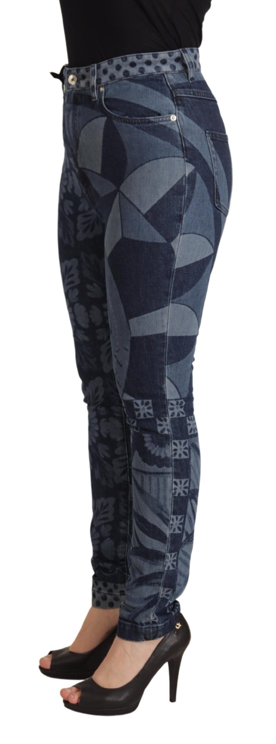 Dolce &amp; Gabbana blue floral high-waisted skinny jeans