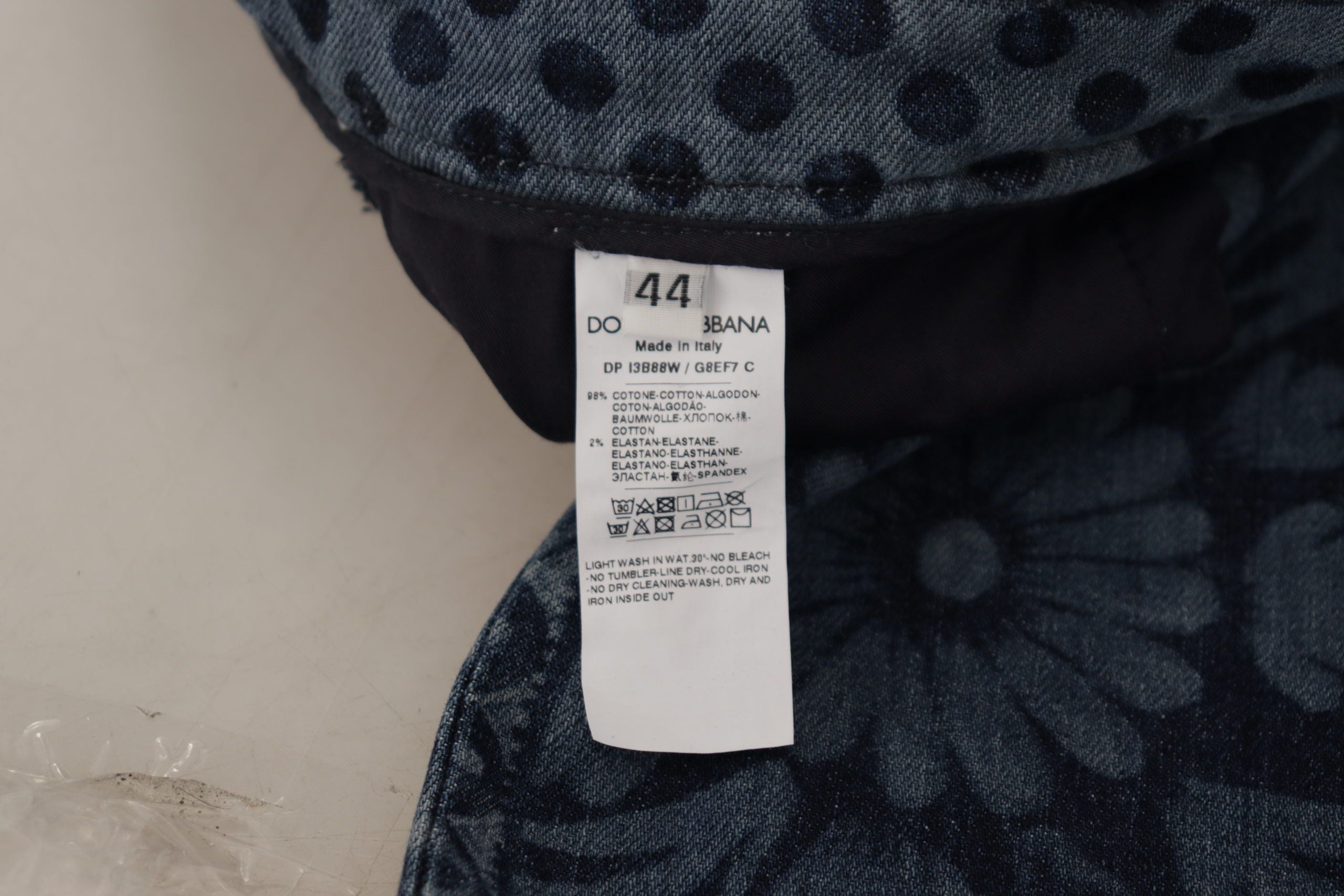 Dolce &amp; Gabbana mavi çiçek desenli yüksek belli dar kot pantolon