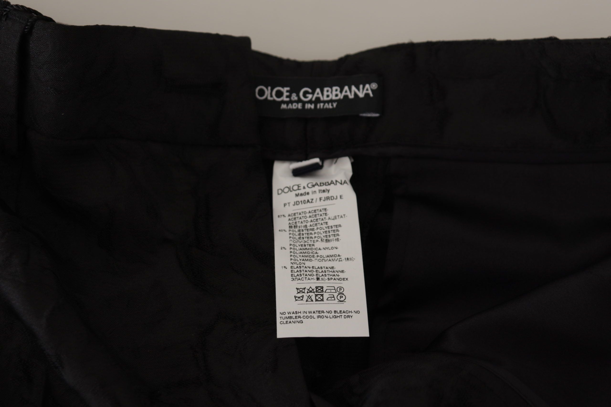 Dolce &amp; Gabbana Siyah Brokar Yüksek Bel Pantolon