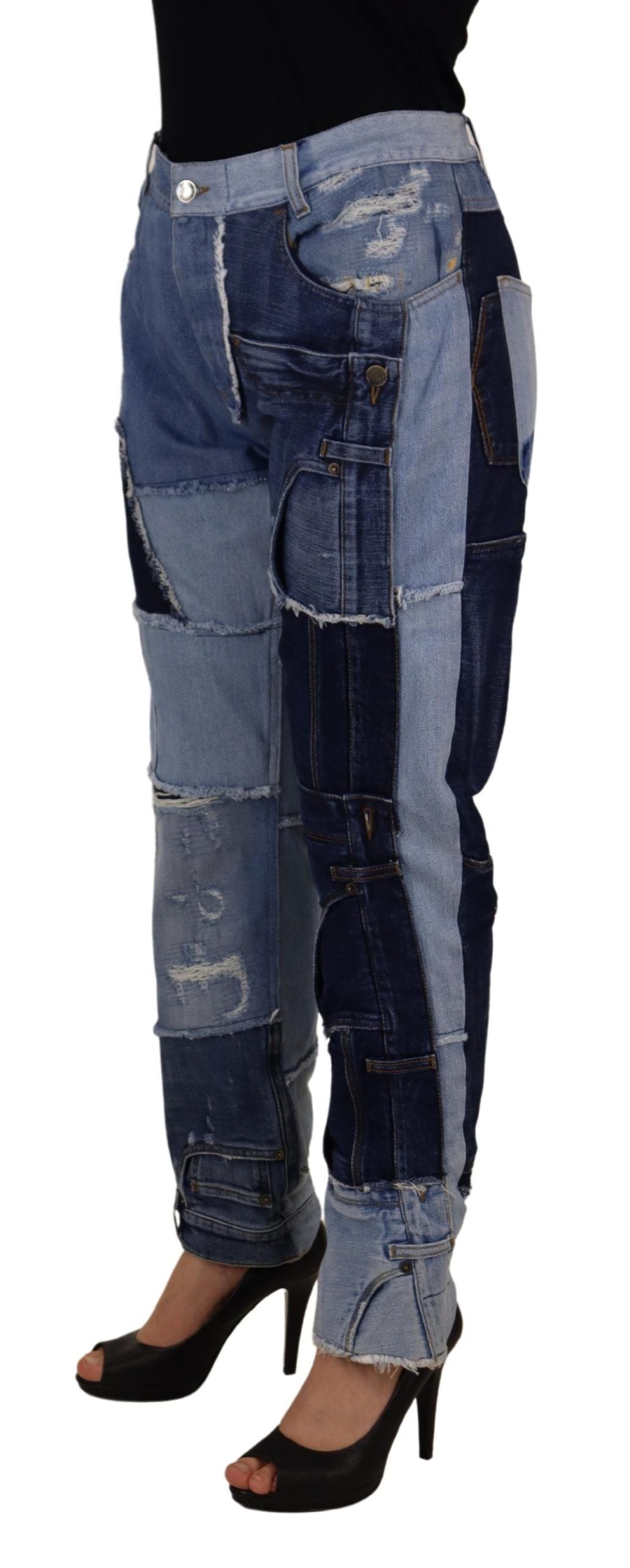 Dolce &amp; Gabbana Multicolor Patchwork High Waist Denim Jeans