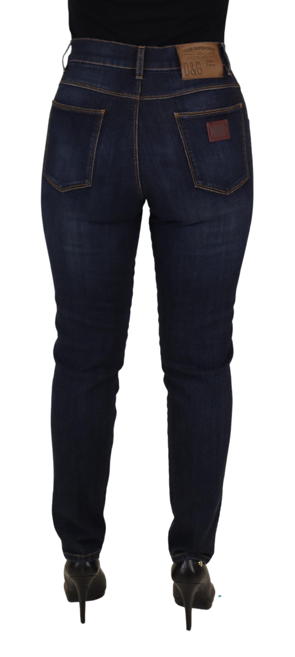 Dolce &amp; Gabbana Blue Cotton Skinny Denim Jeans with High Waist
