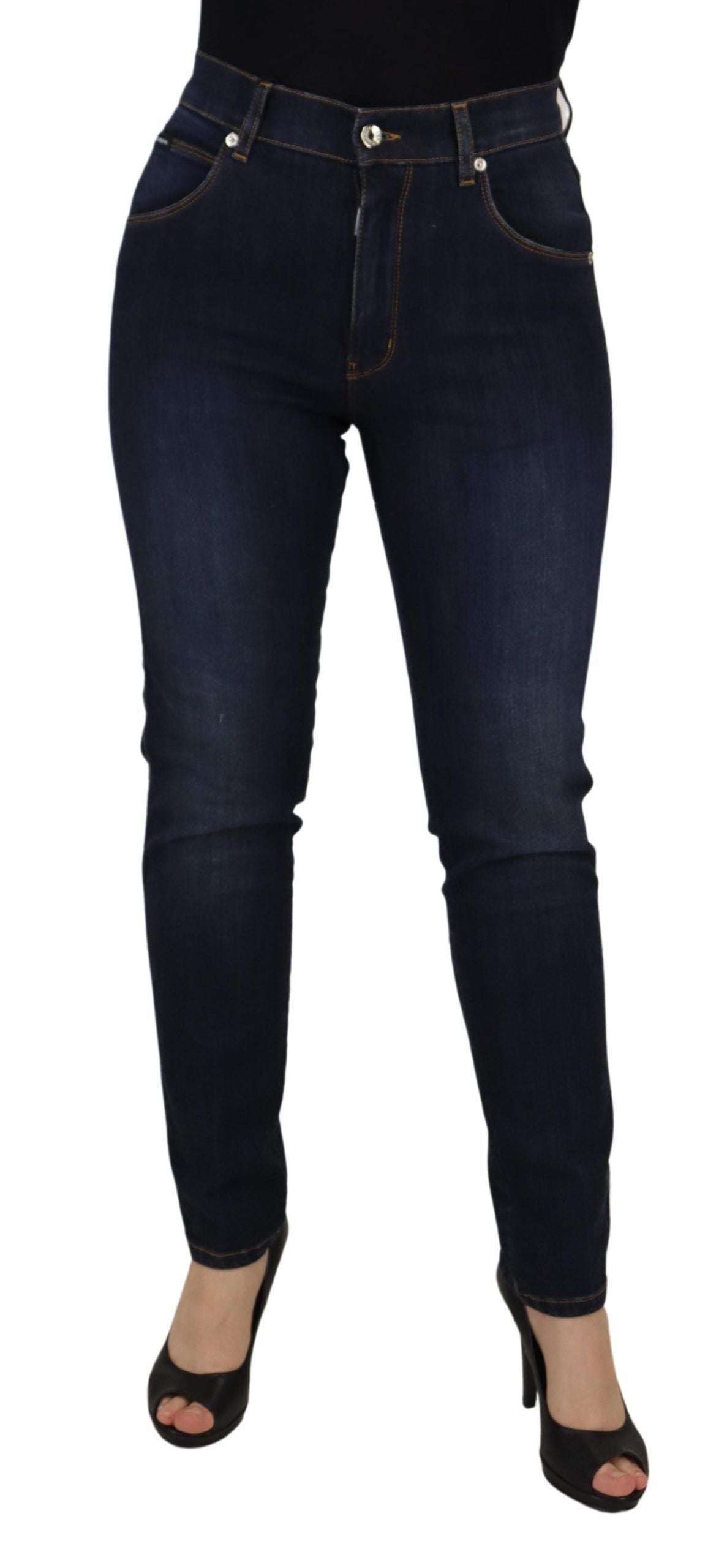 Dolce &amp; Gabbana Blue Cotton Skinny Denim Jeans with High Waist