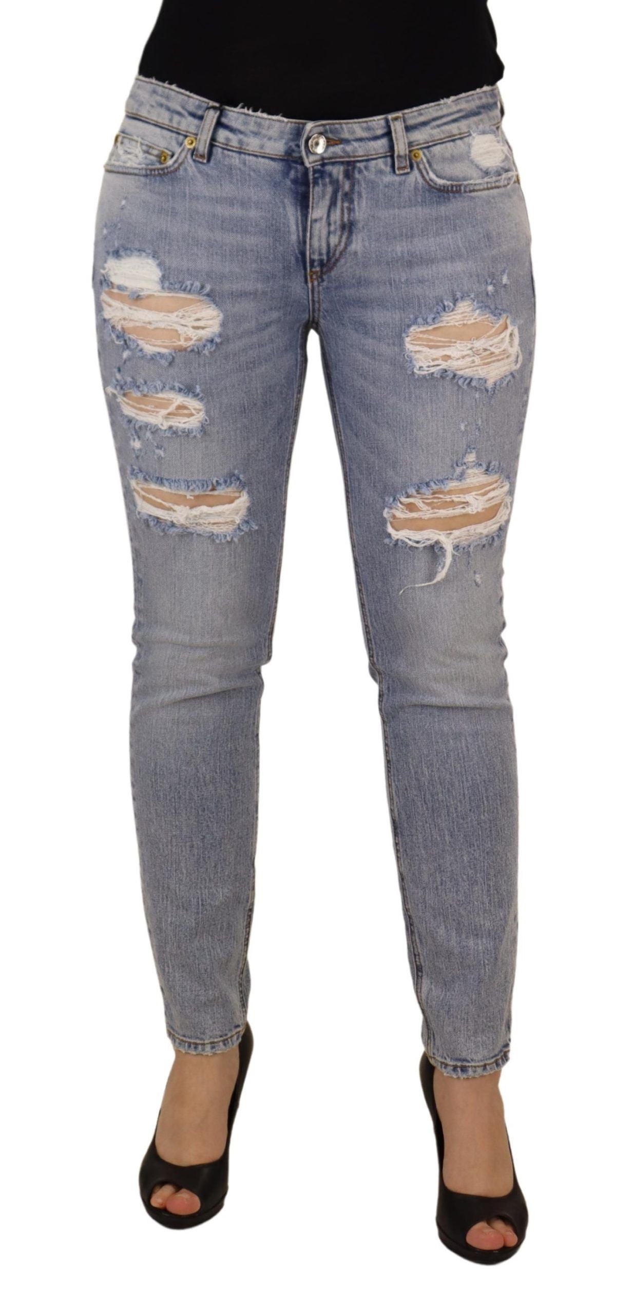 Dolce &amp; Gabbana Blue Cotton Stretch Low-Rise Skinny Denim Jeans