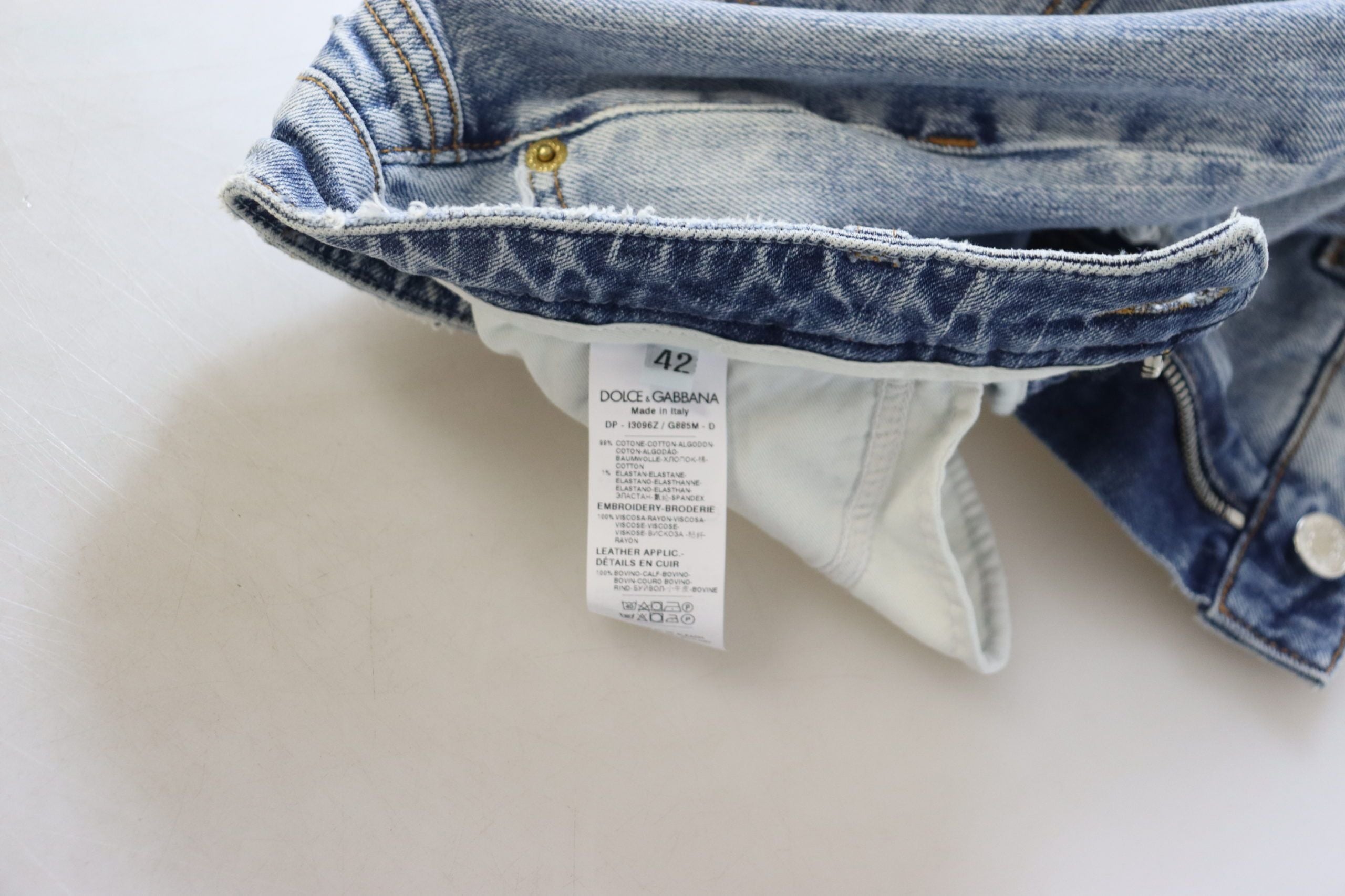 Dolce &amp; Gabbana Mavi Pamuklu Streç Düşük Bel Skinny Kot Pantolon