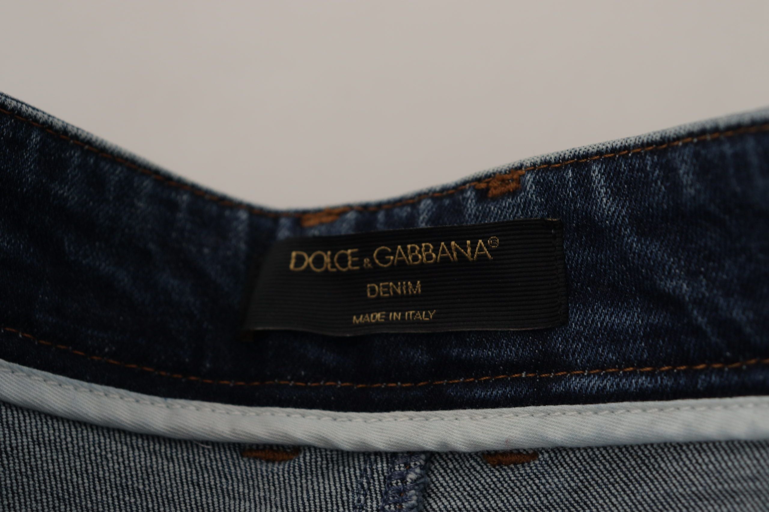 Dolce &amp; Gabbana Kristal Süslemeli Mavi Kot Pantolon