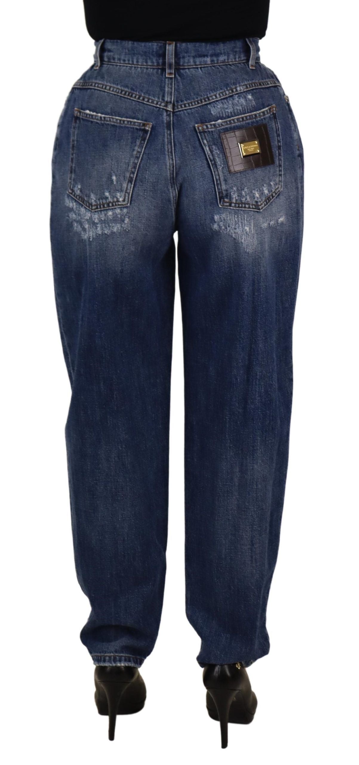Dolce &amp; Gabbana blue washed high waist loose fit trousers