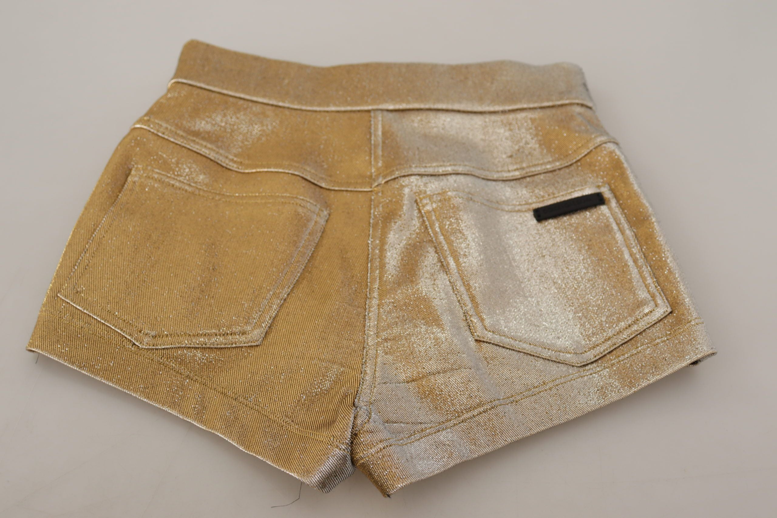 Dolce & Gabbana Goldfarbene, glitzernde Hot Shorts aus Baumwollmischung