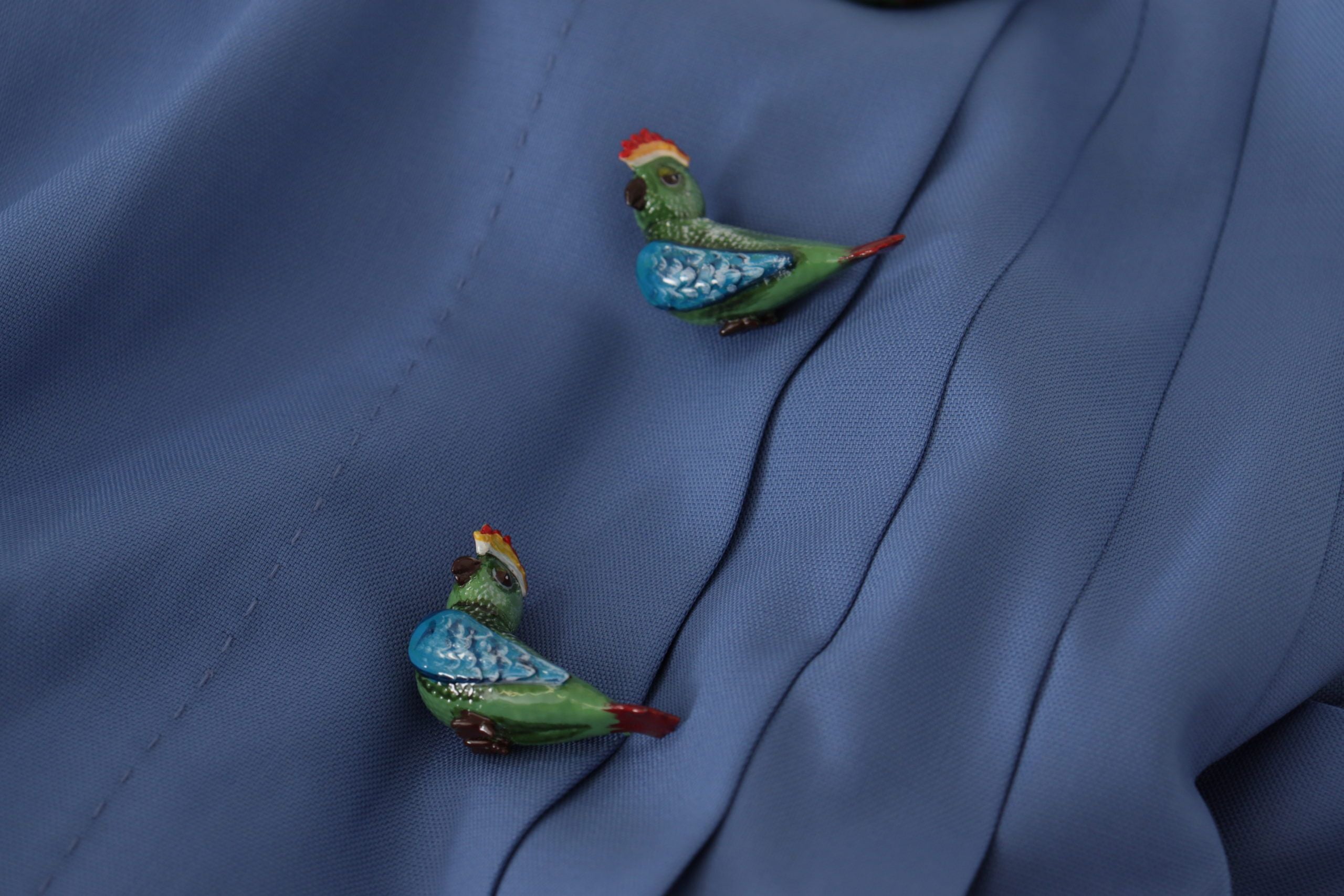 Dolce &amp; Gabbana Mavi süslemeli pileli yün mini etek