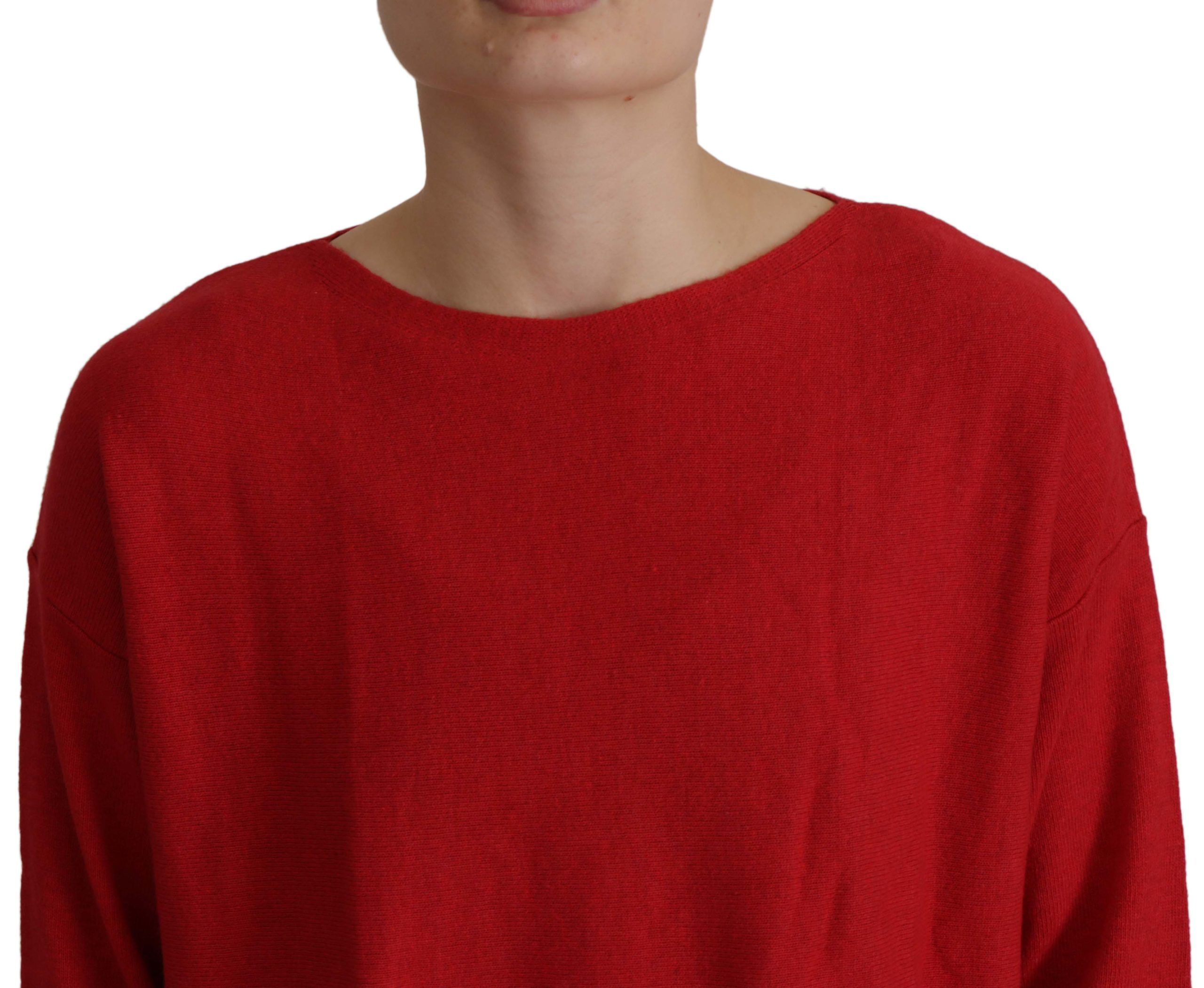 Dolce & Gabbana Roter Wollstrickpullover mit Rundhalsausschnitt