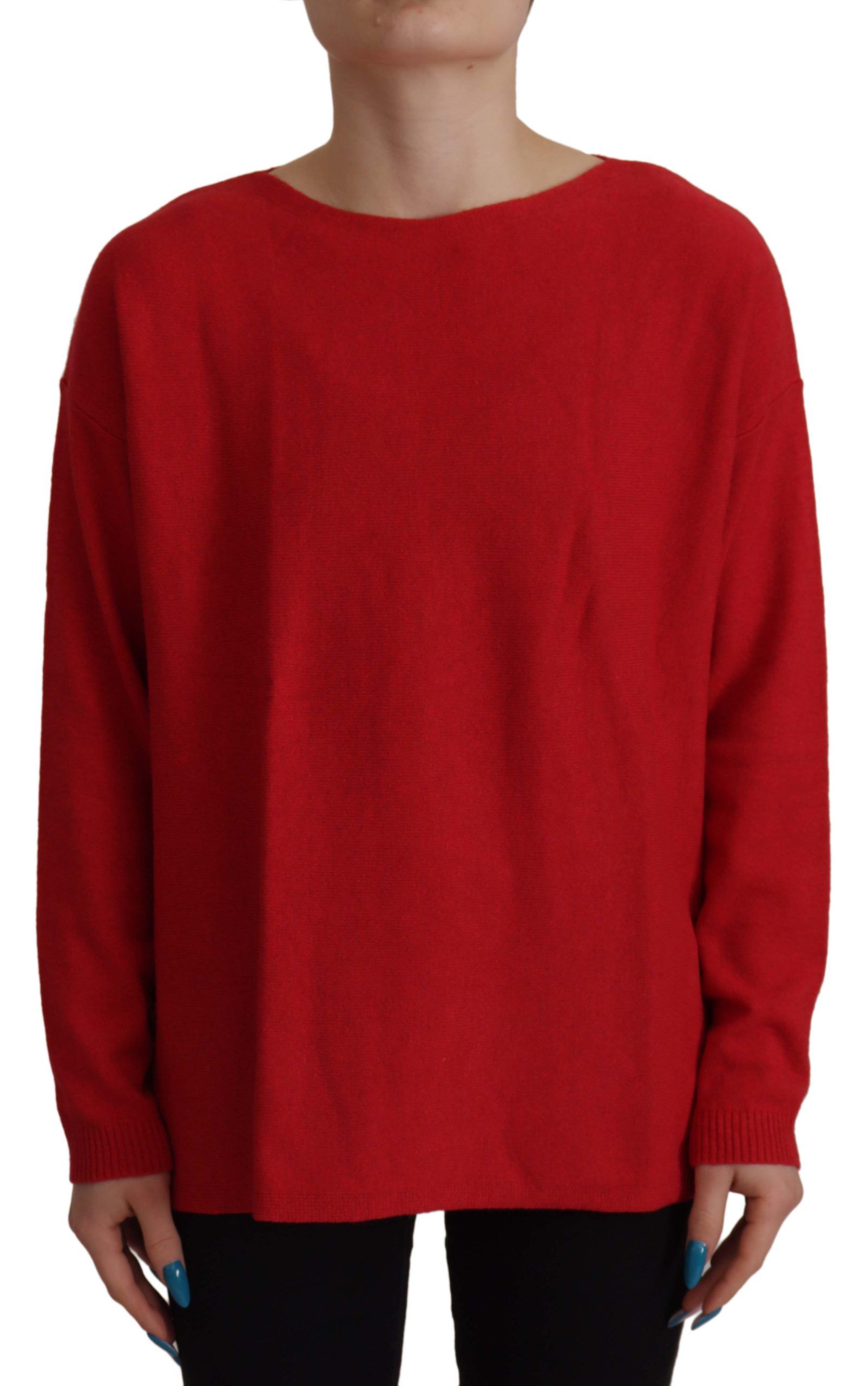 Dolce & Gabbana Roter Wollstrickpullover mit Rundhalsausschnitt