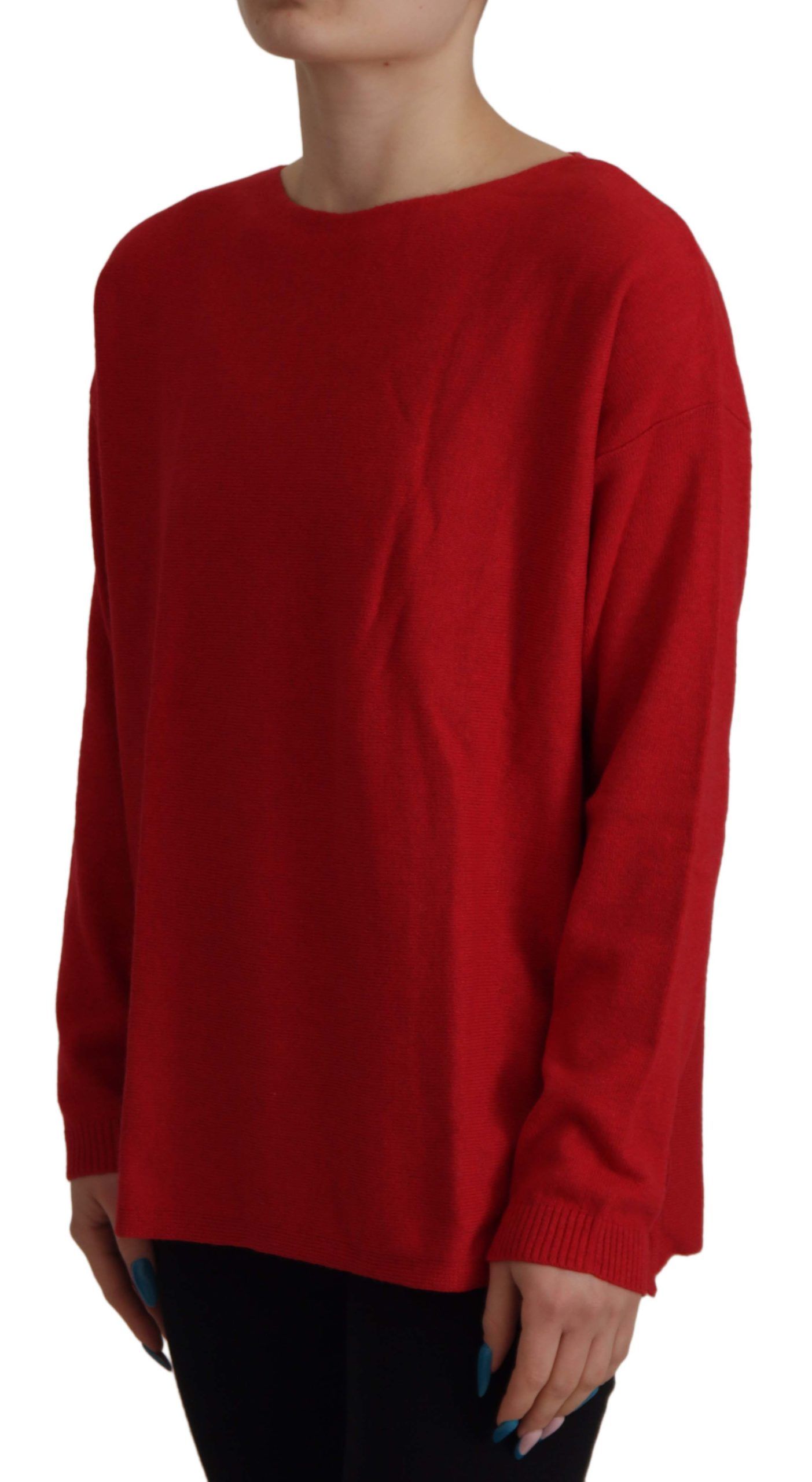 Dolce & Gabbana Roter Wollstrickpullover mit Rundhalsausschnitt