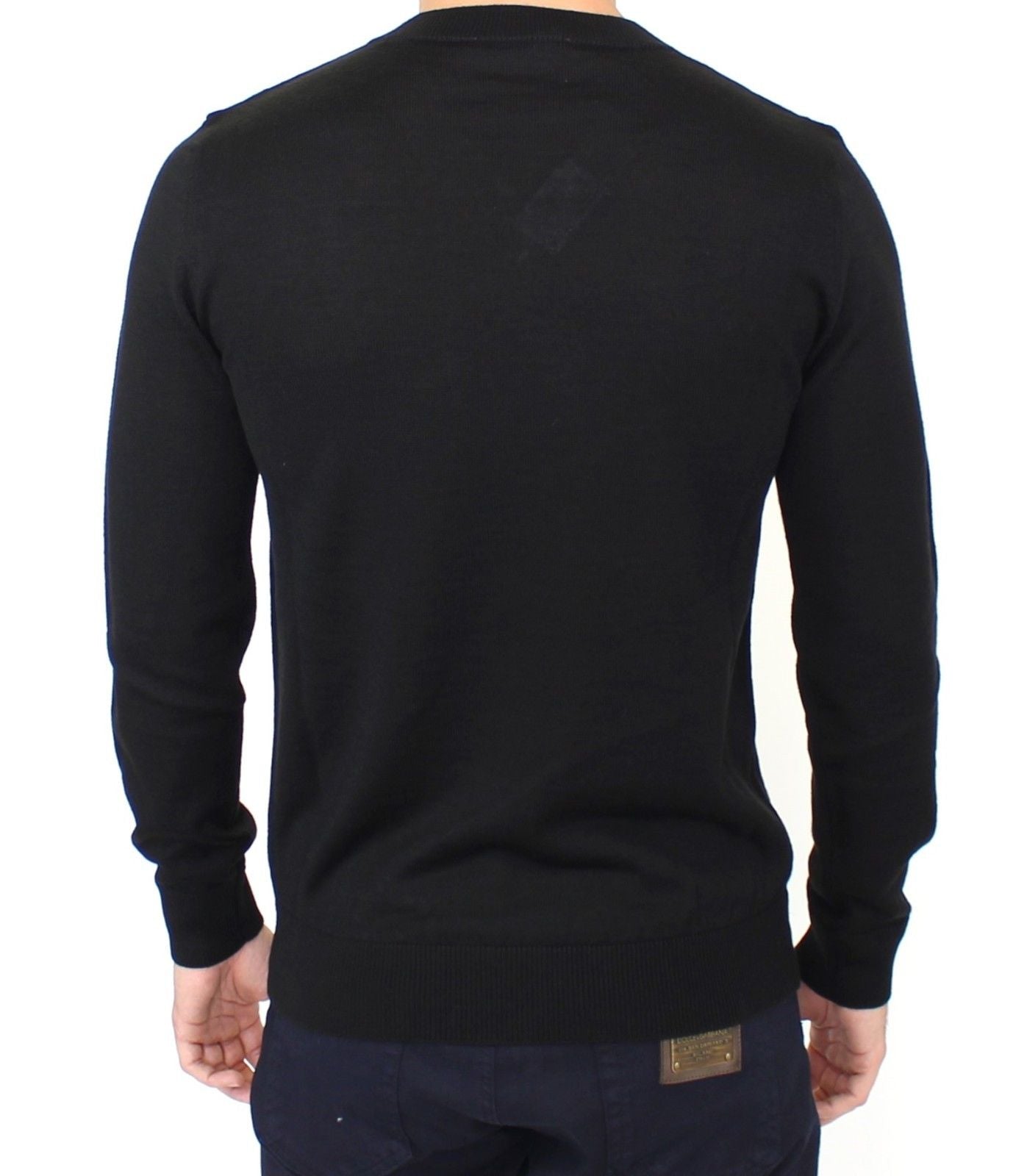 Ermanno Scervino Schwarzer Pullover mit V-Ausschnitt aus einer Wollmischung
