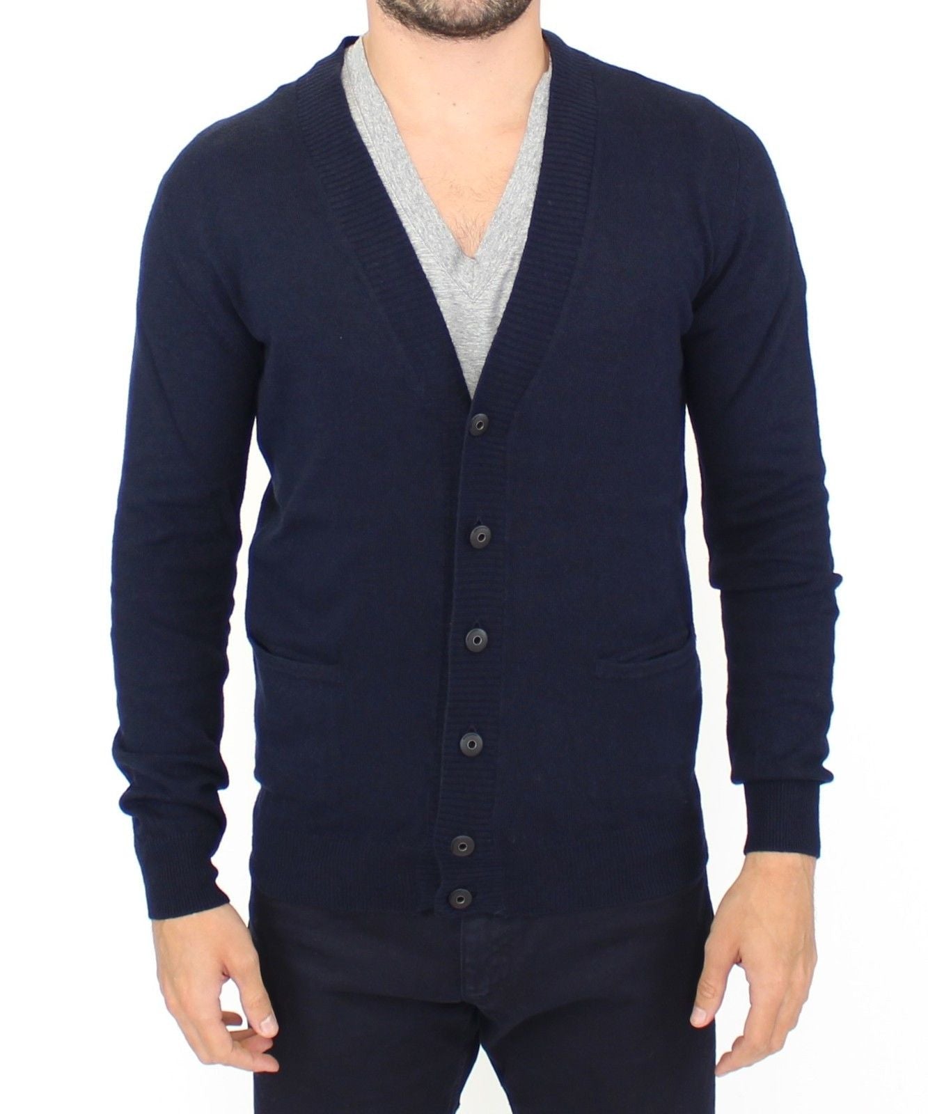 Ermanno Scervino Blue Wool Cashmere Cardigan Sweater