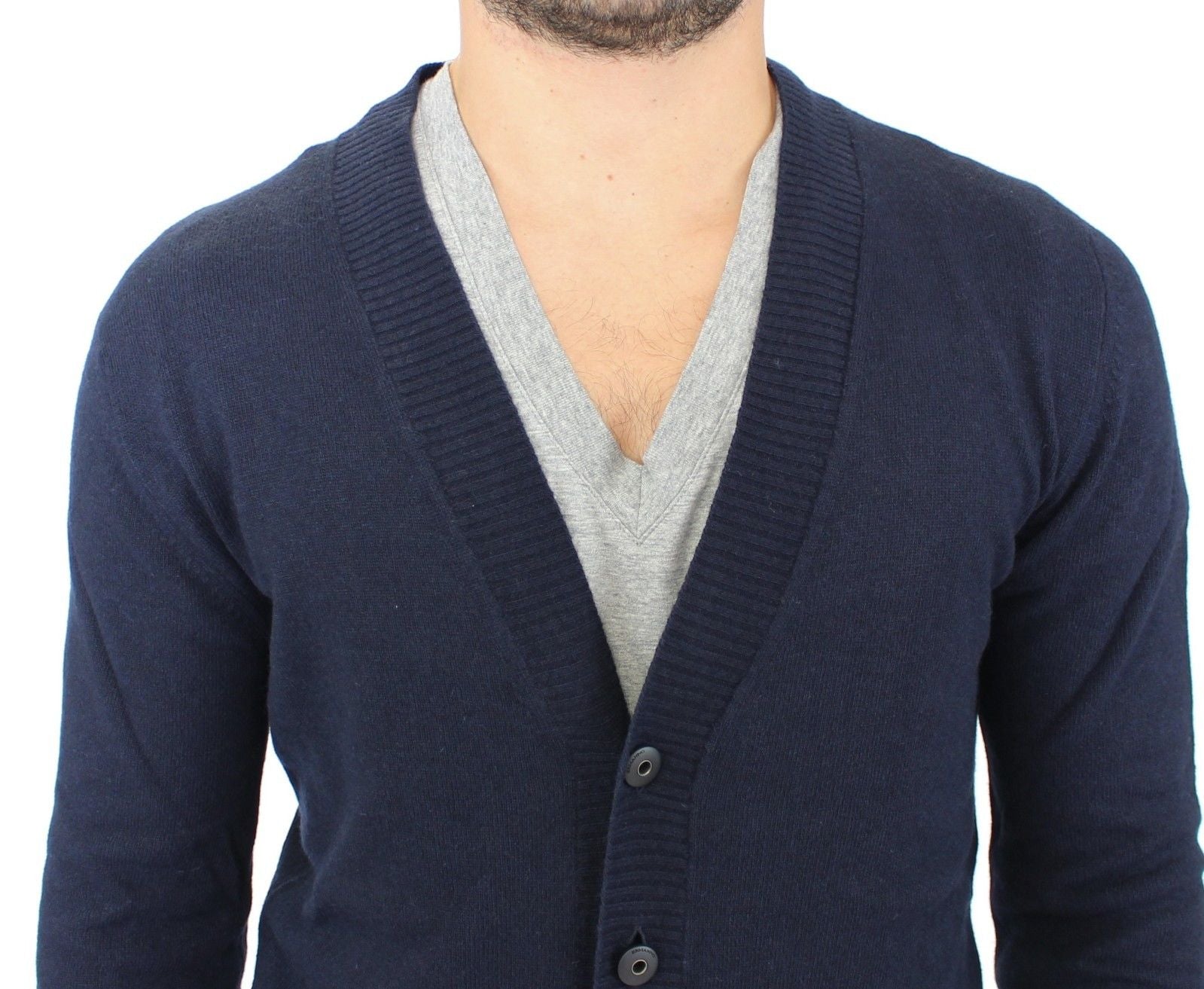 Ermanno Scervino Blue Wool Cashmere Cardigan Sweater