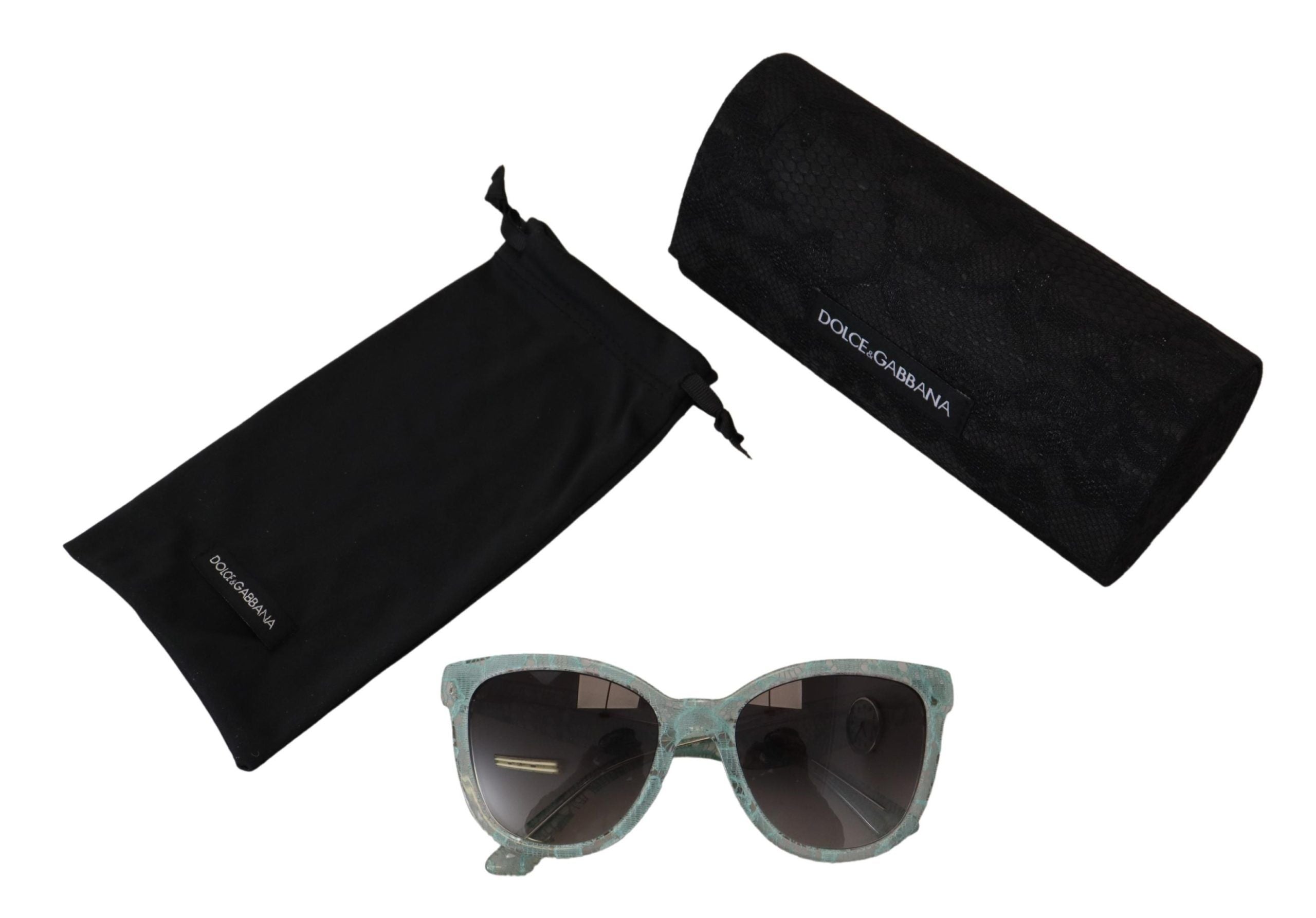 Dolce & Gabbana Blaue Spitze Acetat Kristall Runde DG4190 Sonnenbrille