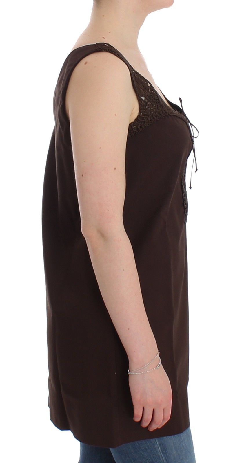 Ermanno Scervino Beachwear Brown stretch cotton tunic dress
