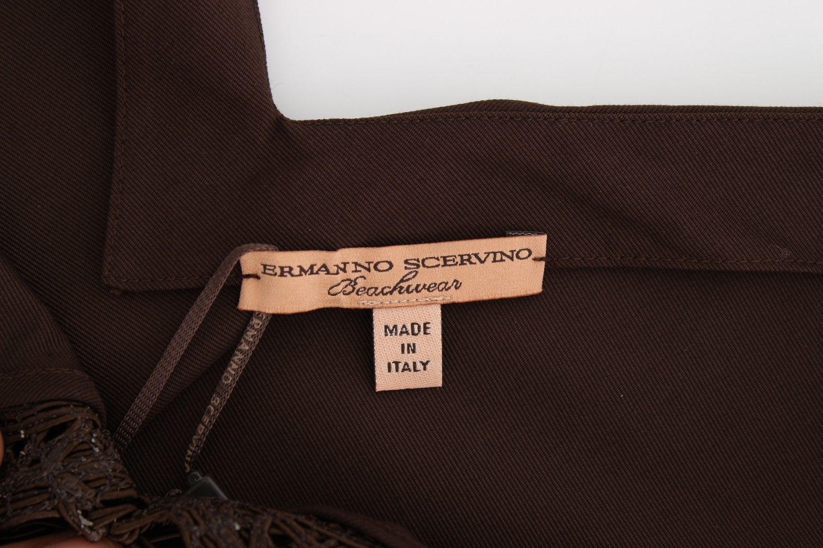 Ermanno Scervino Beachwear Brown stretch cotton tunic dress