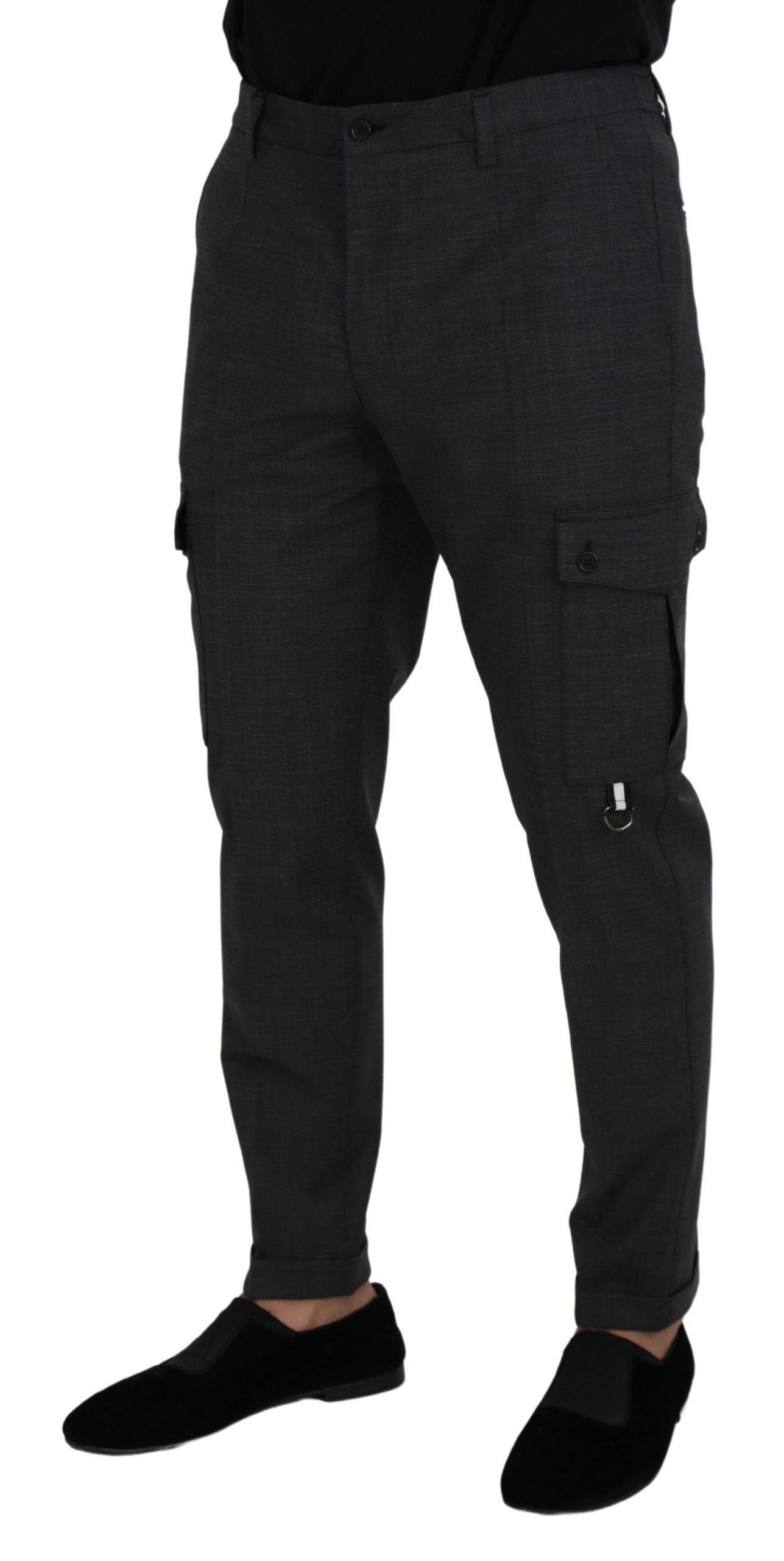 Dolce &amp; Gabbana Grey Checked Cargo Stretch Pants